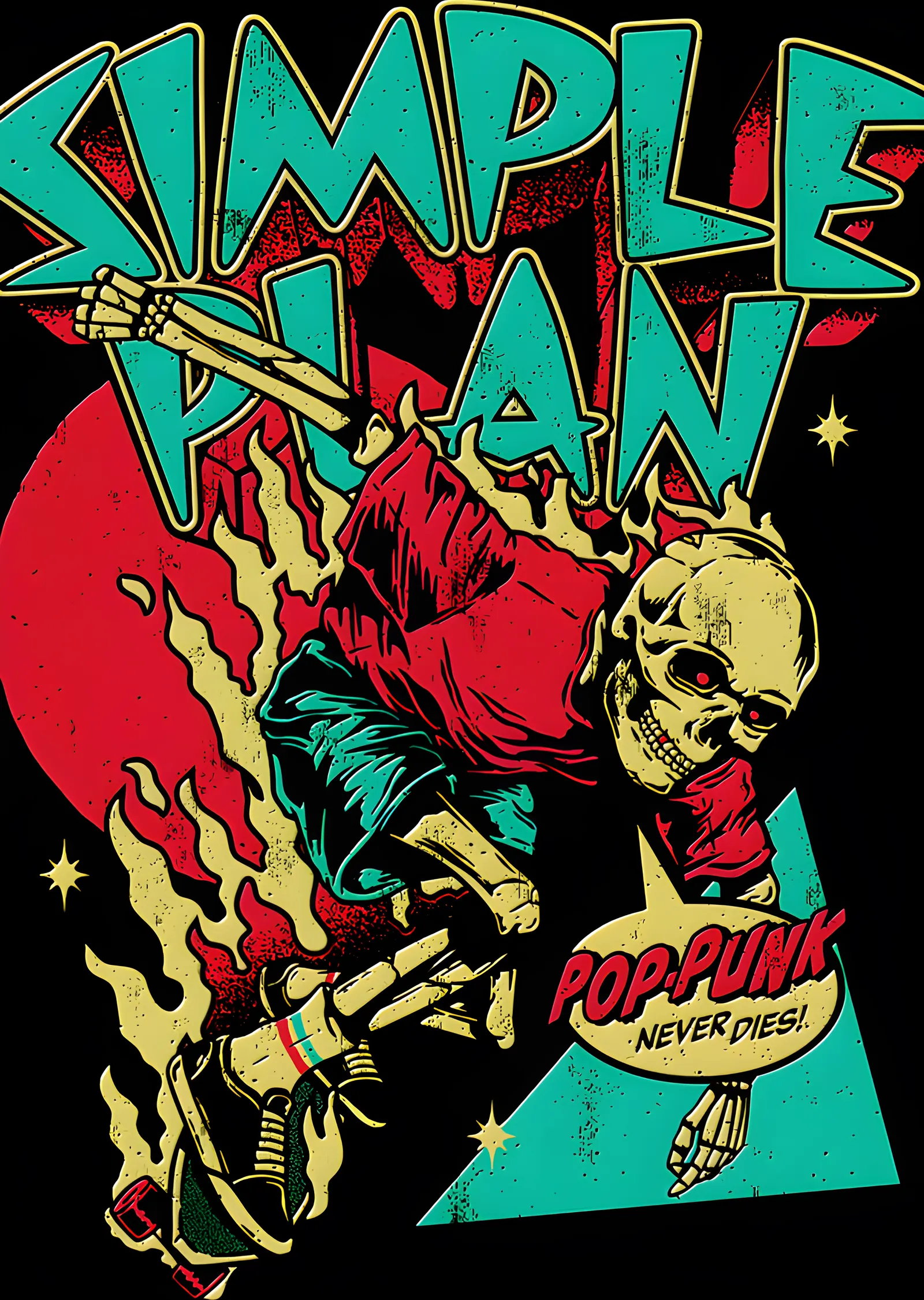 Simple Plan - Kaykaycı İskelet metal tablo