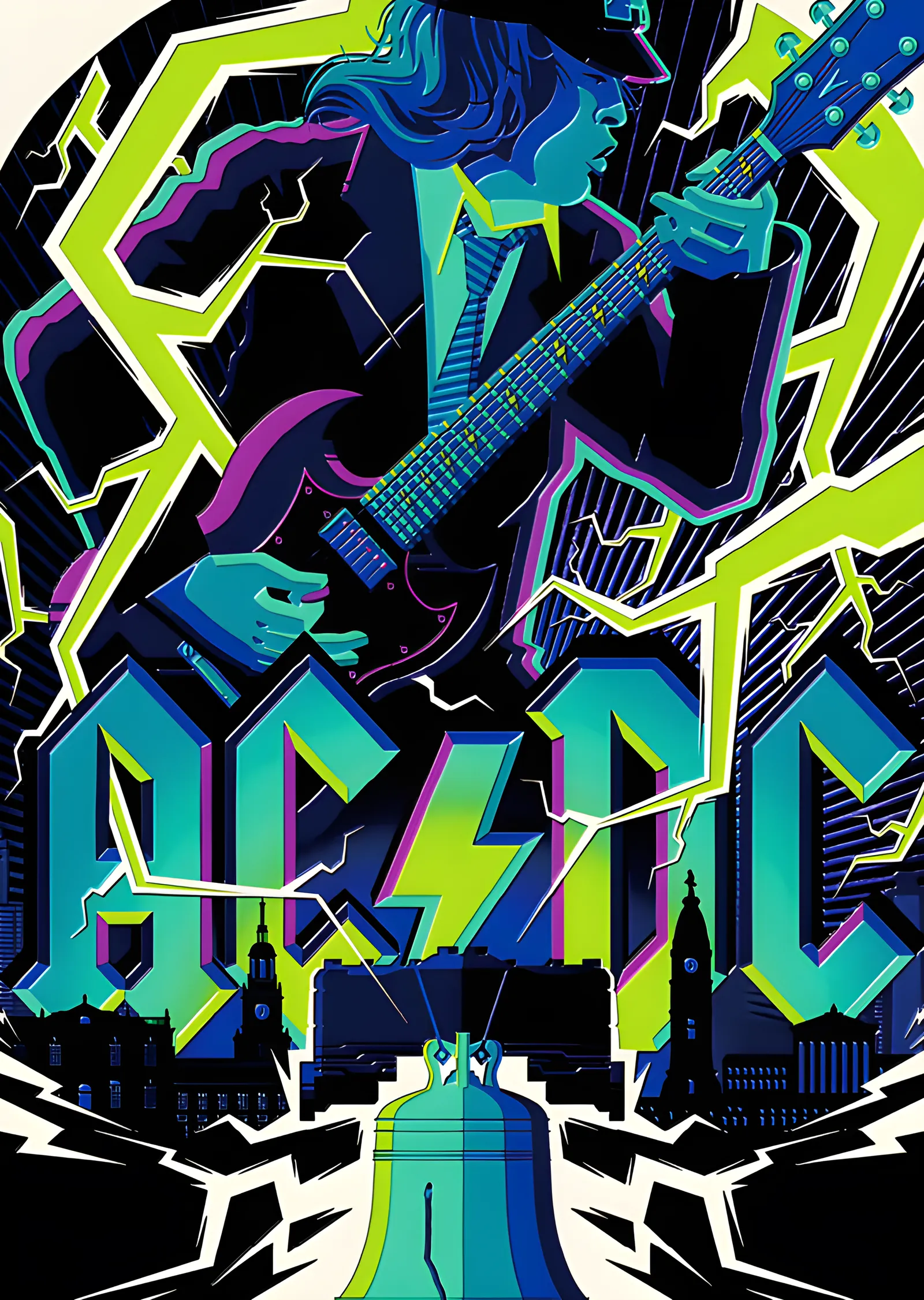 AC/DC - Neon Şehir ve Şimşekler metal tablo