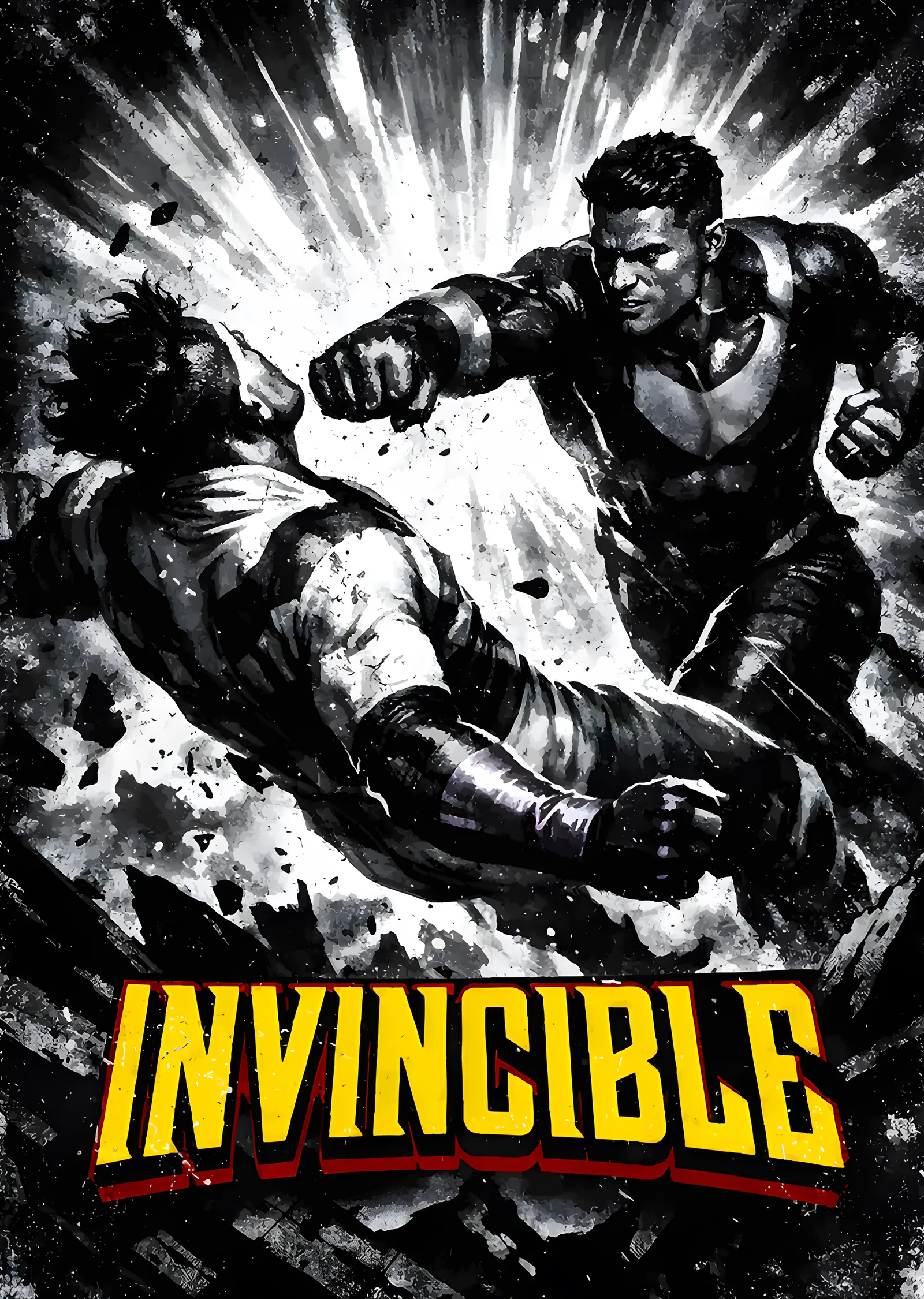Invincible - Mürekkep Sıçramalı Kavga metal tablo