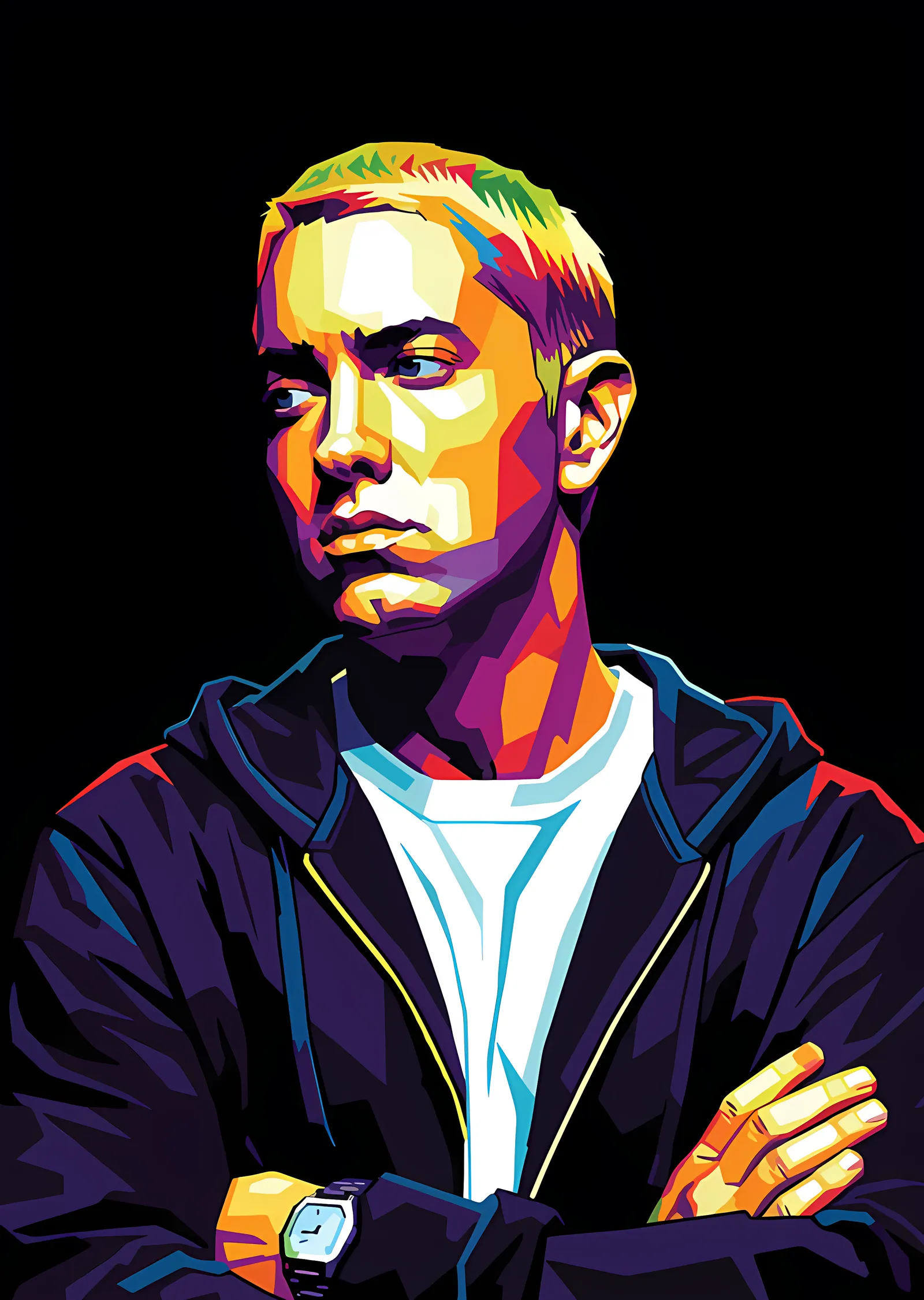 Eminem - Renkli Vektör Portre metal tablo