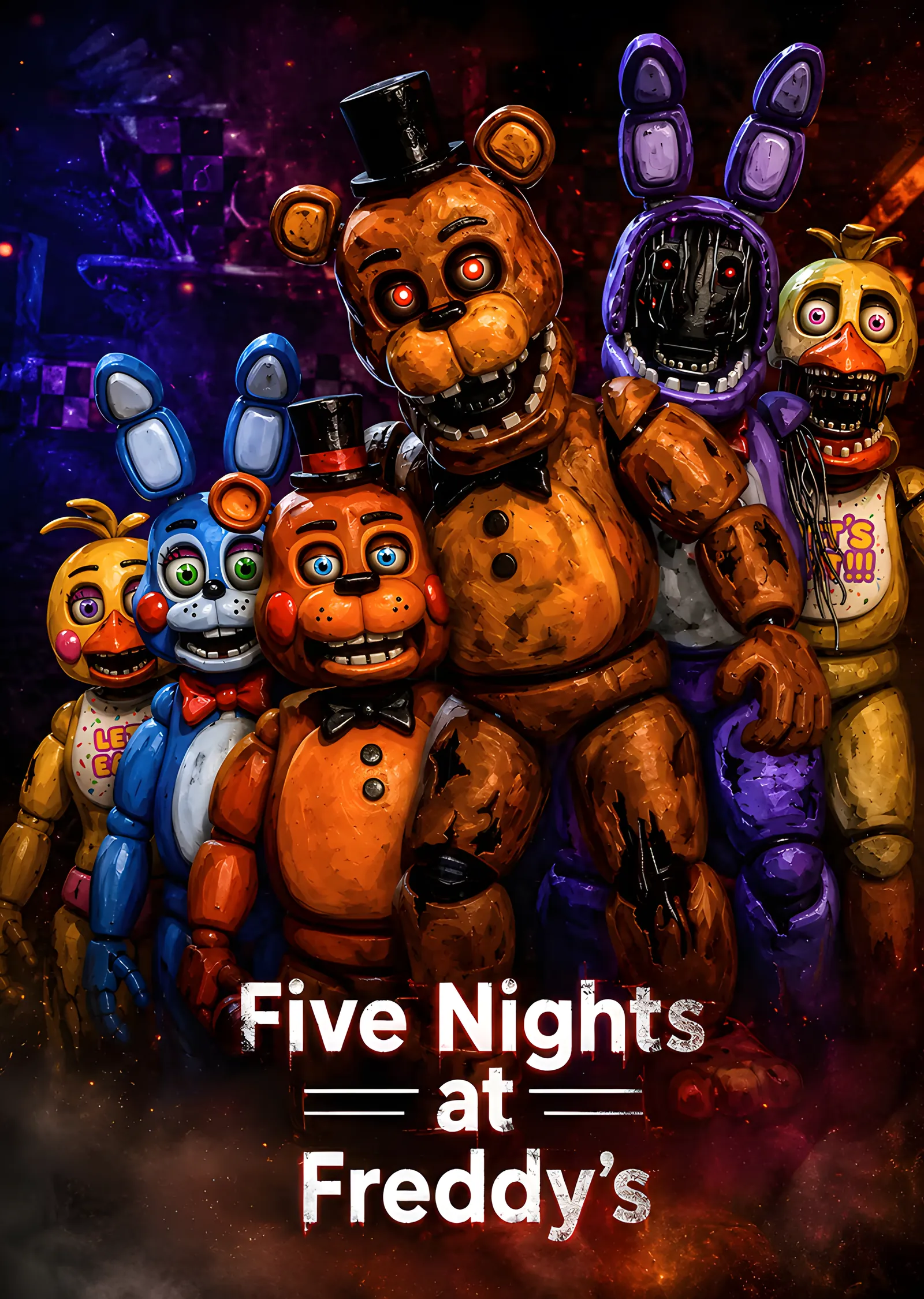 Five Nights at Freddy's - Altın Freddy ve Kadro metal tablo