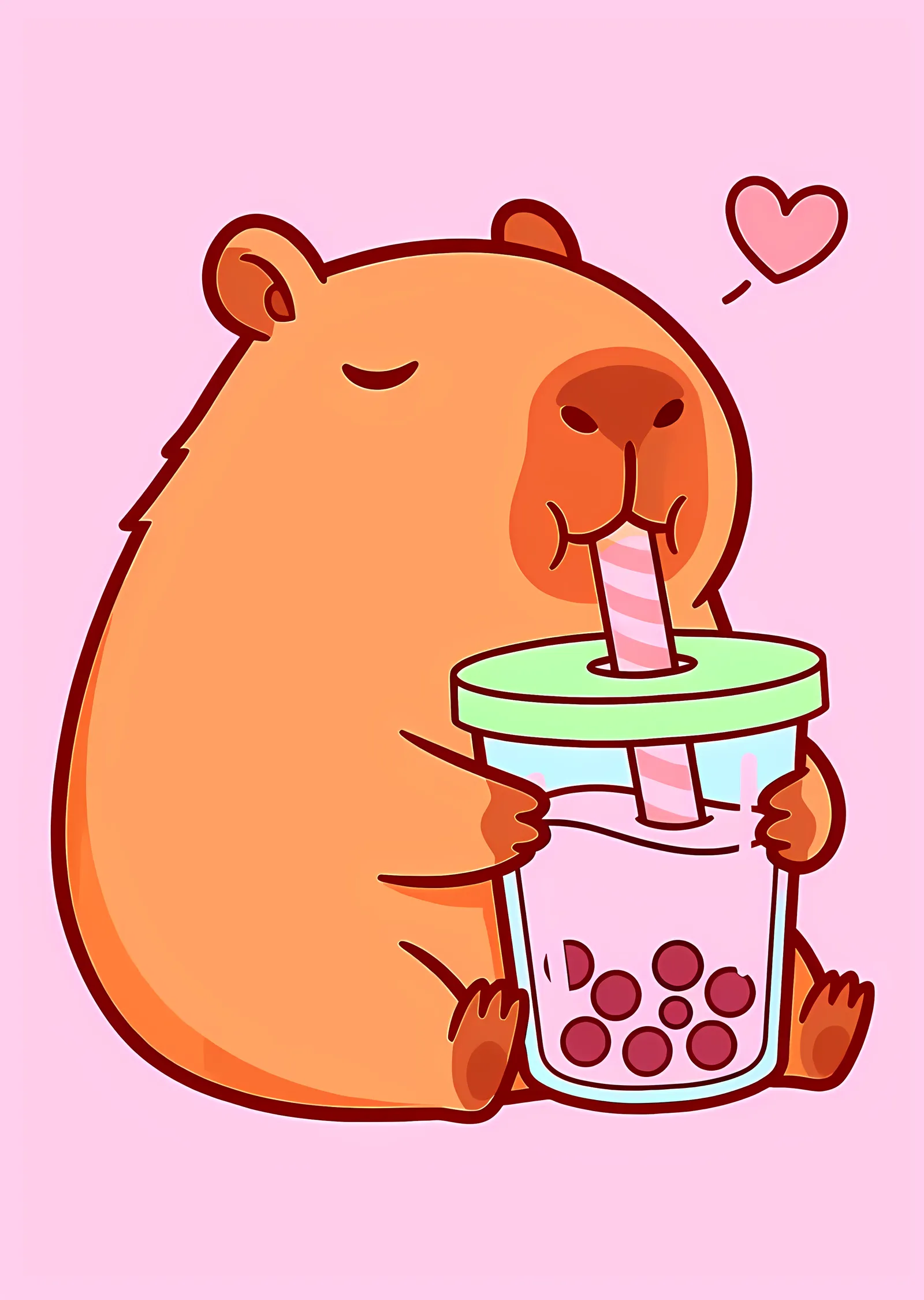 Bubble Tea İçen Kapibara metal tablo