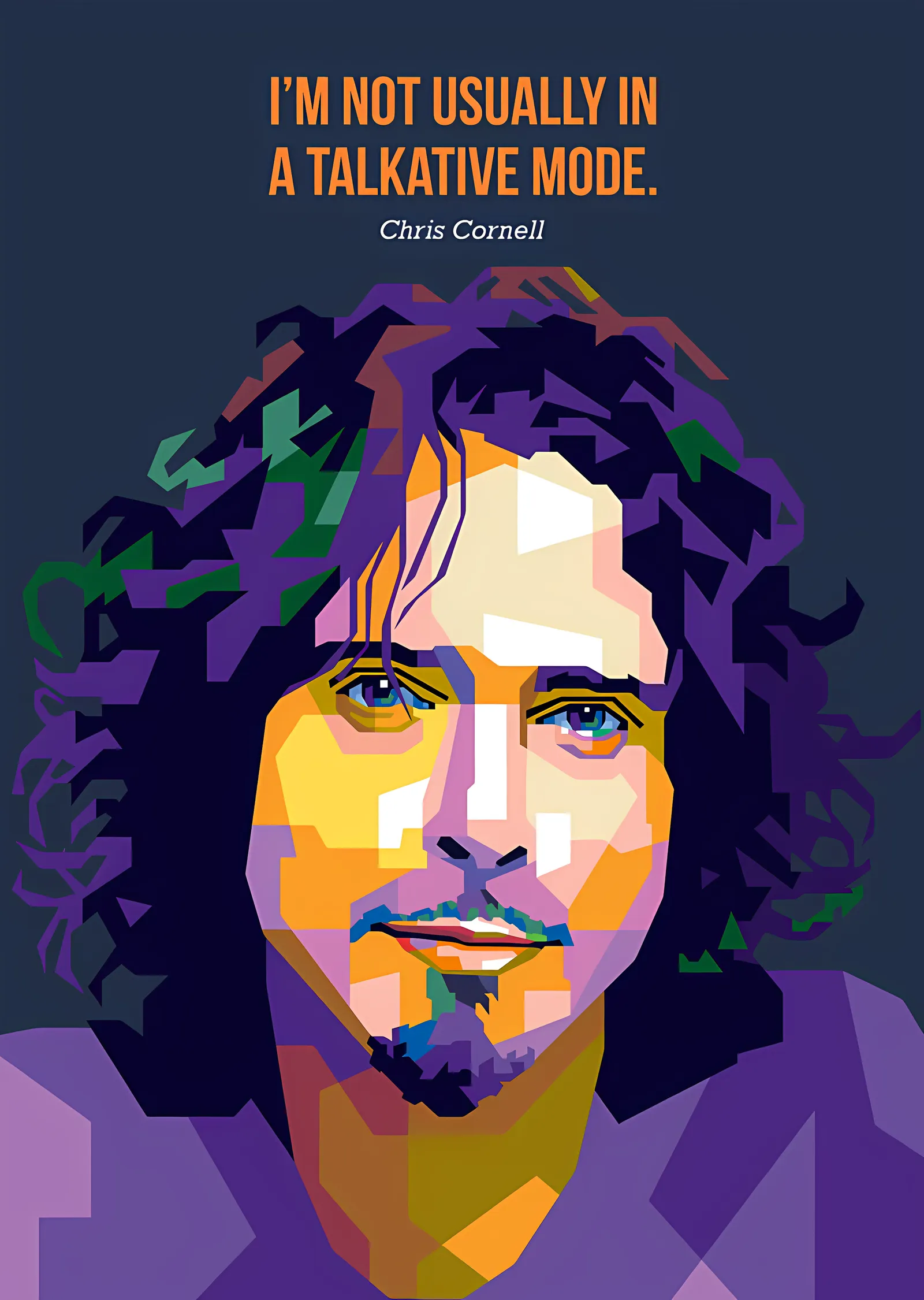 Chris Cornell - Alıntılı Pop Art Portre metal tablo