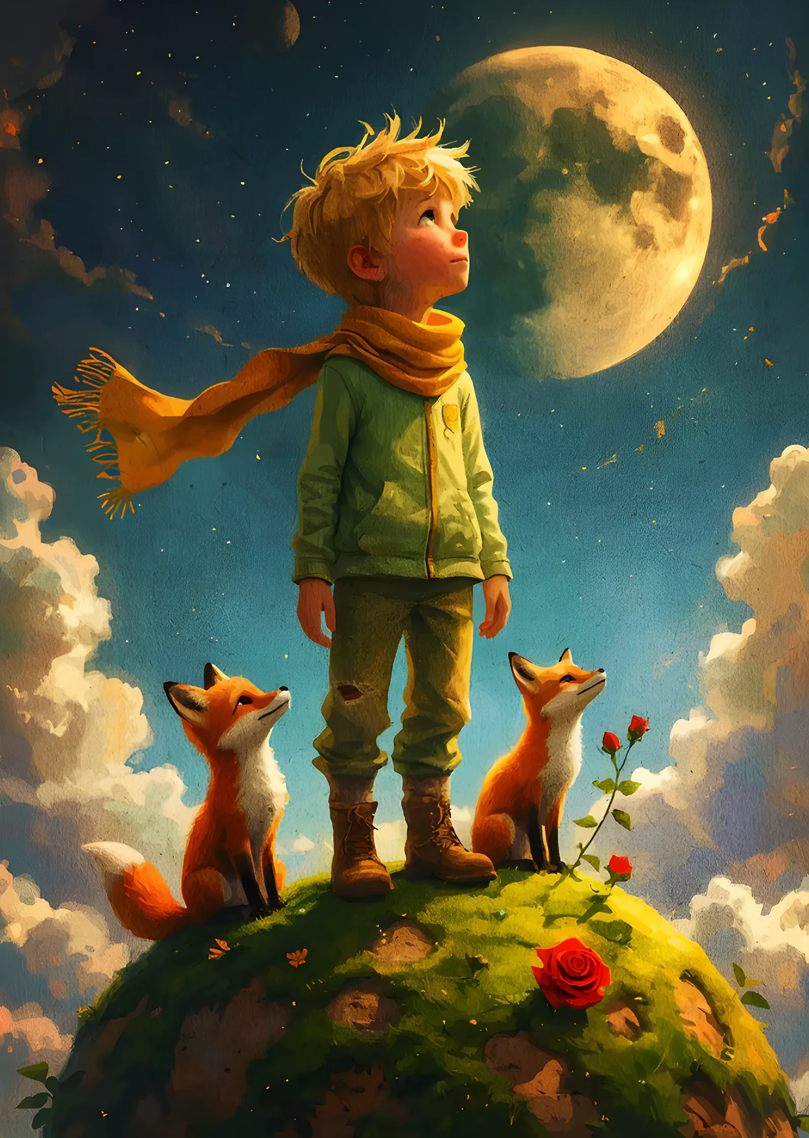 The Little Prince - İki Tilki ve Yeşil Gezegen metal tablo