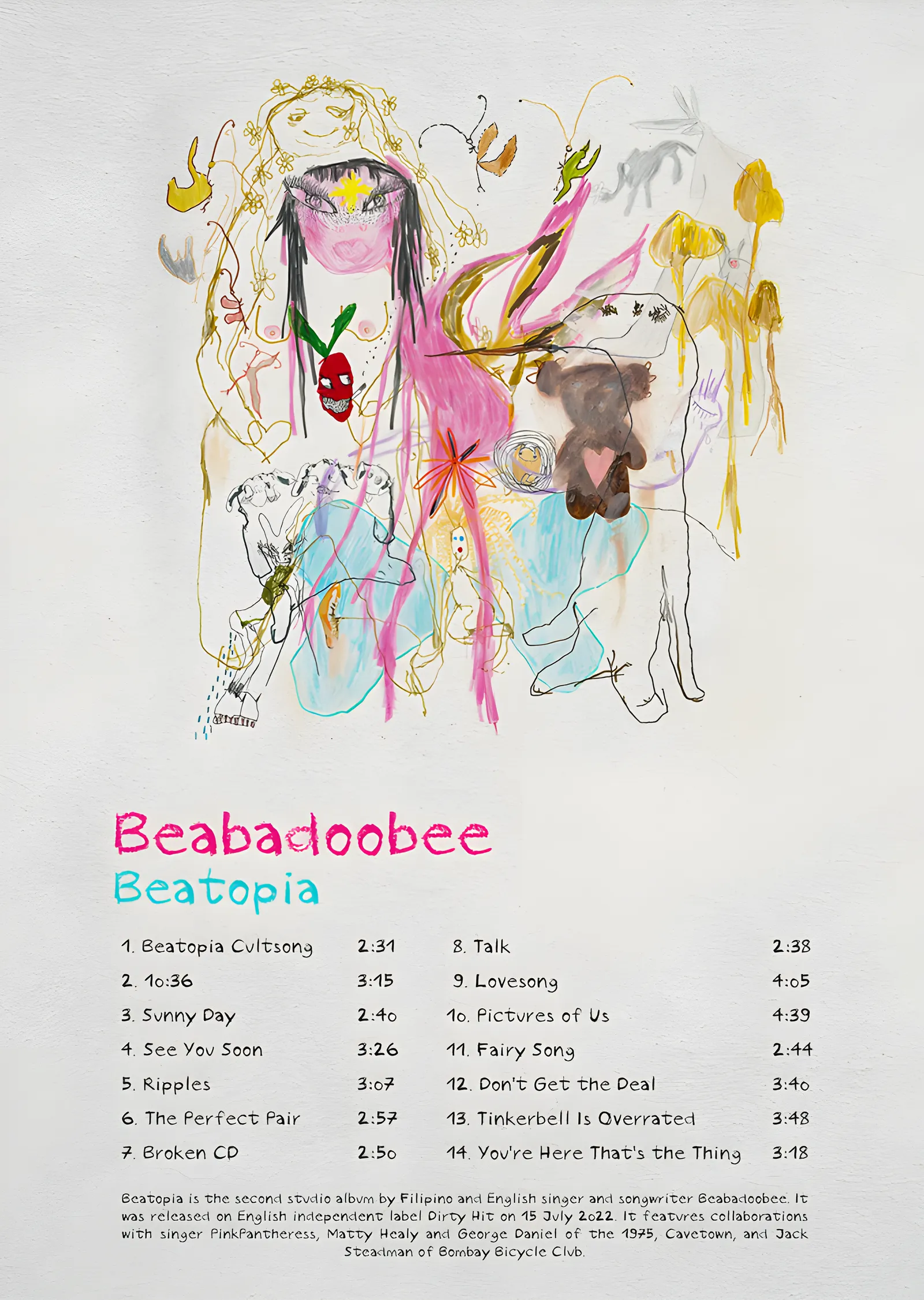 beabadoobee - Beatopia Çizim Kapağı metal tablo
