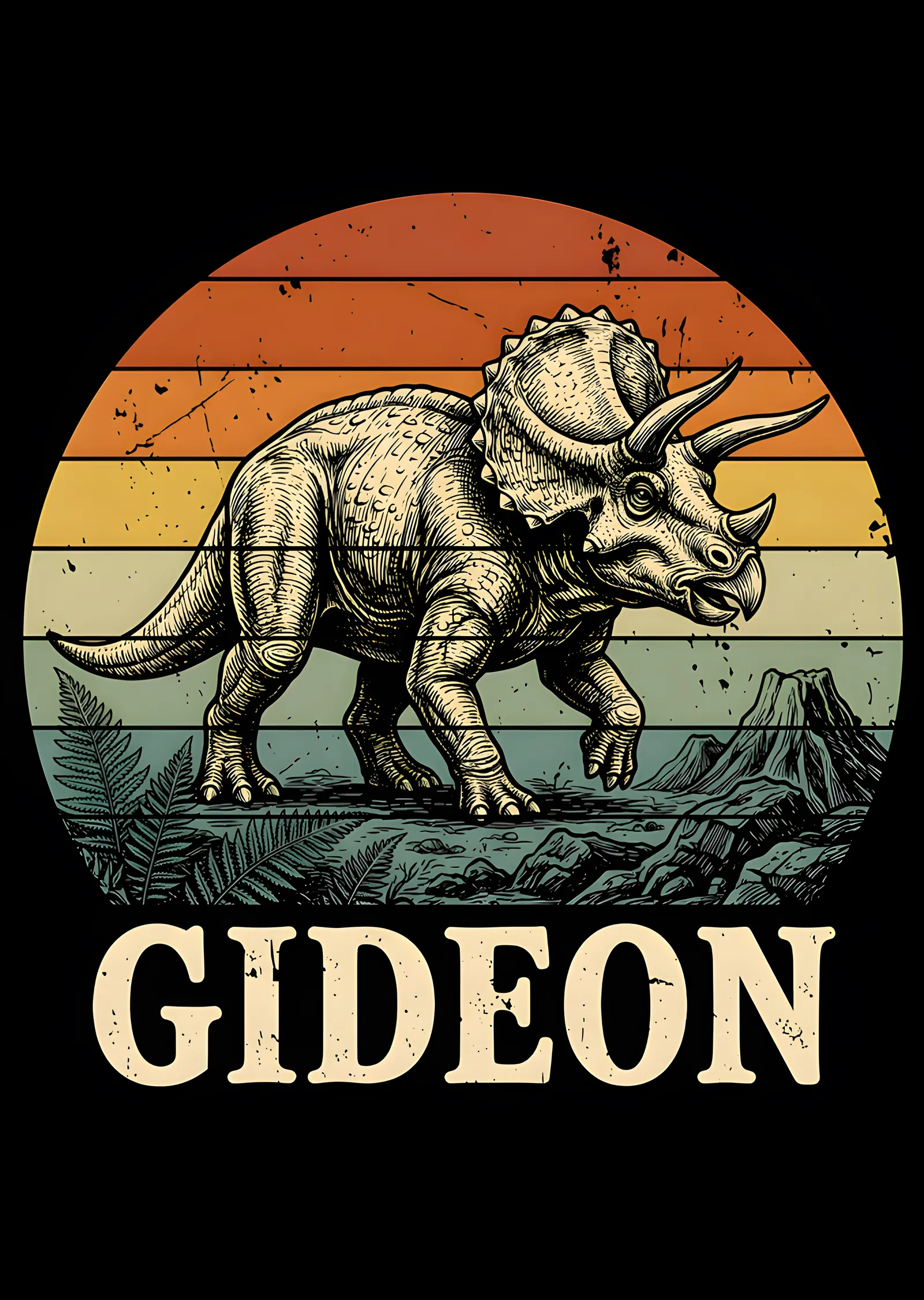 Gideon - Triceratops metal tablo