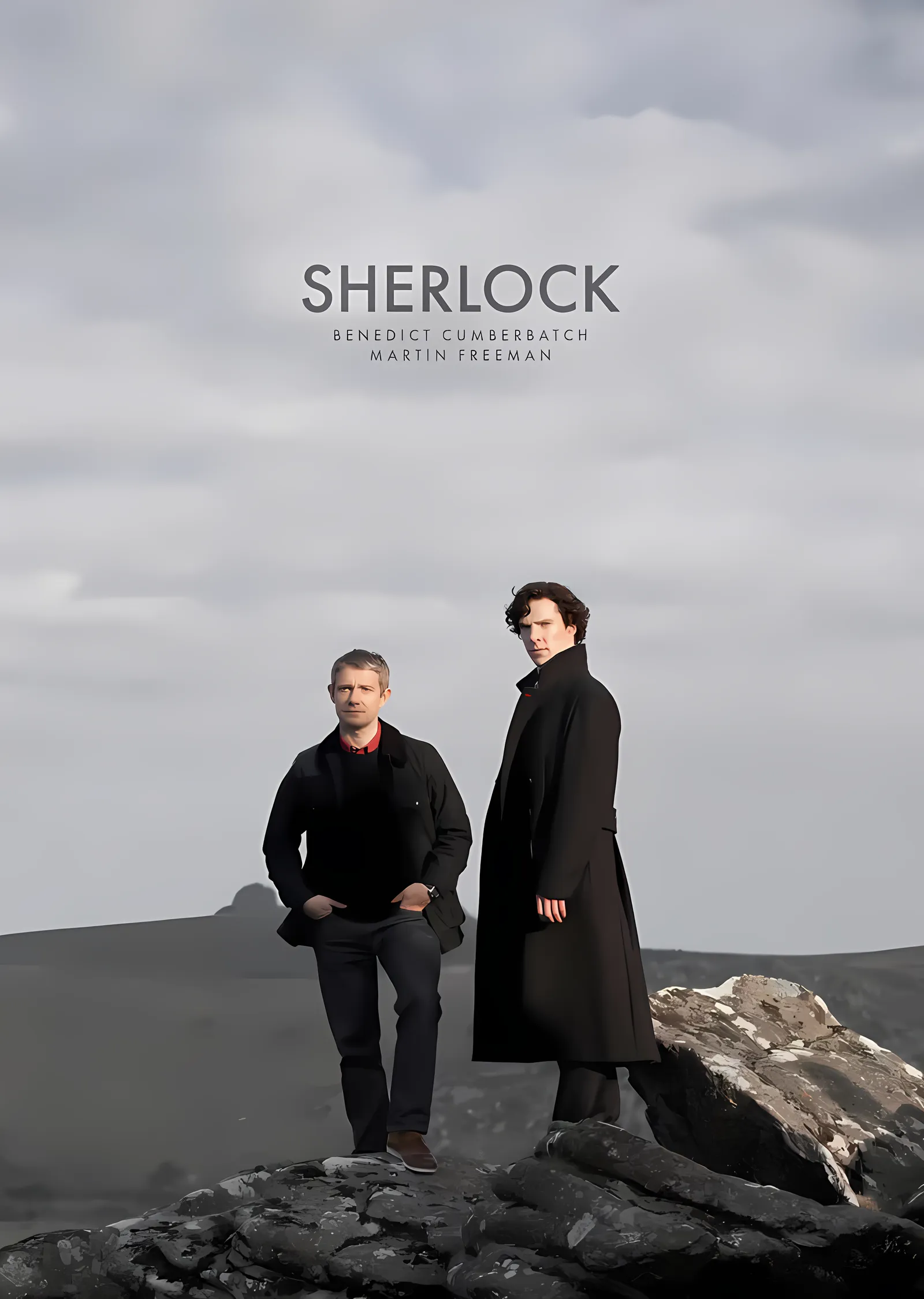 Sherlock - Kayalıkta İki Figür metal tablo