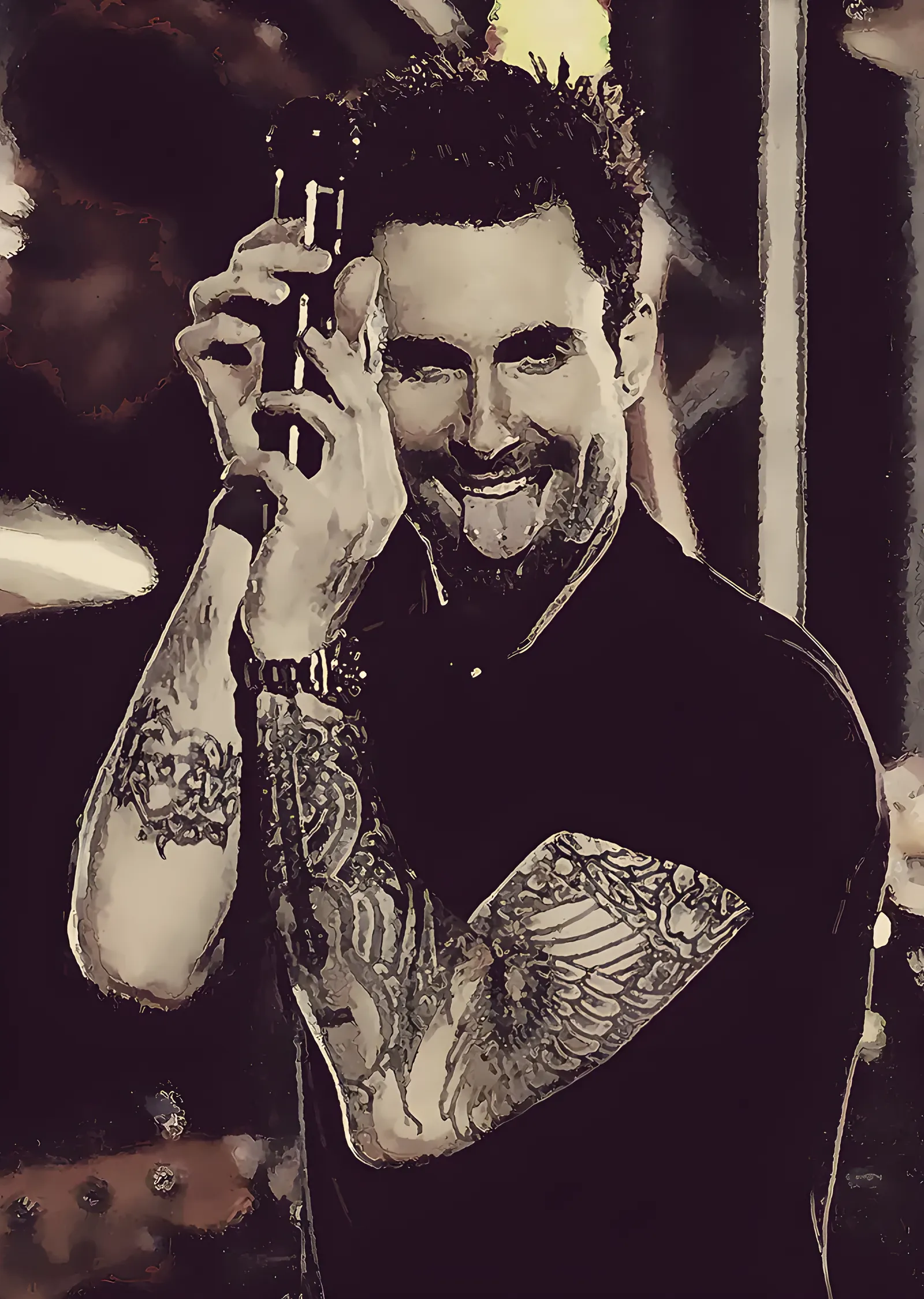 Adam Levine - Gülümseyen Sahne Karesi metal tablo
