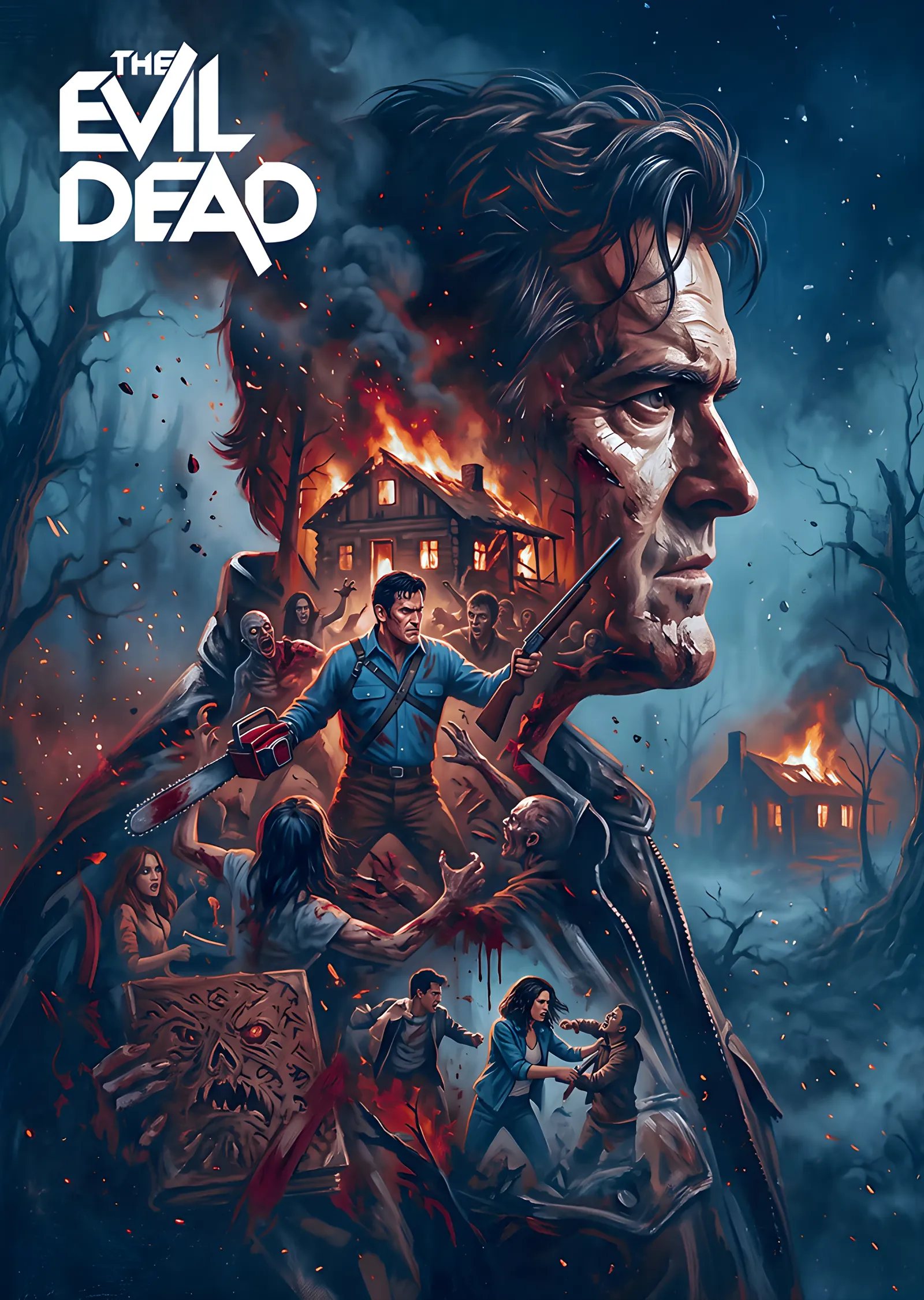 The Evil Dead - Ash Williams ve Yanan Kulübe metal tablo