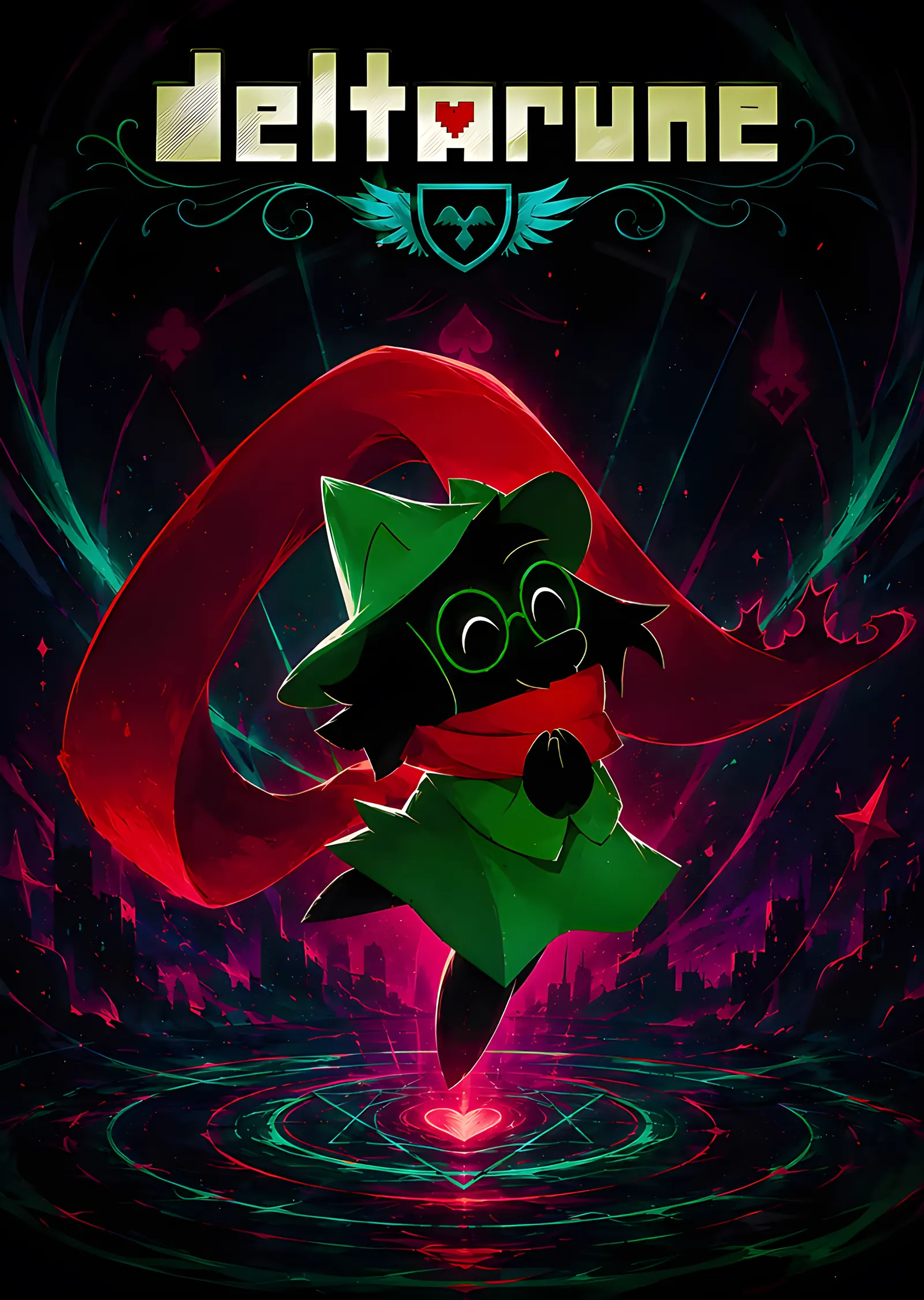 Deltarune - Ralsei ve Kızıl Halka metal tablo