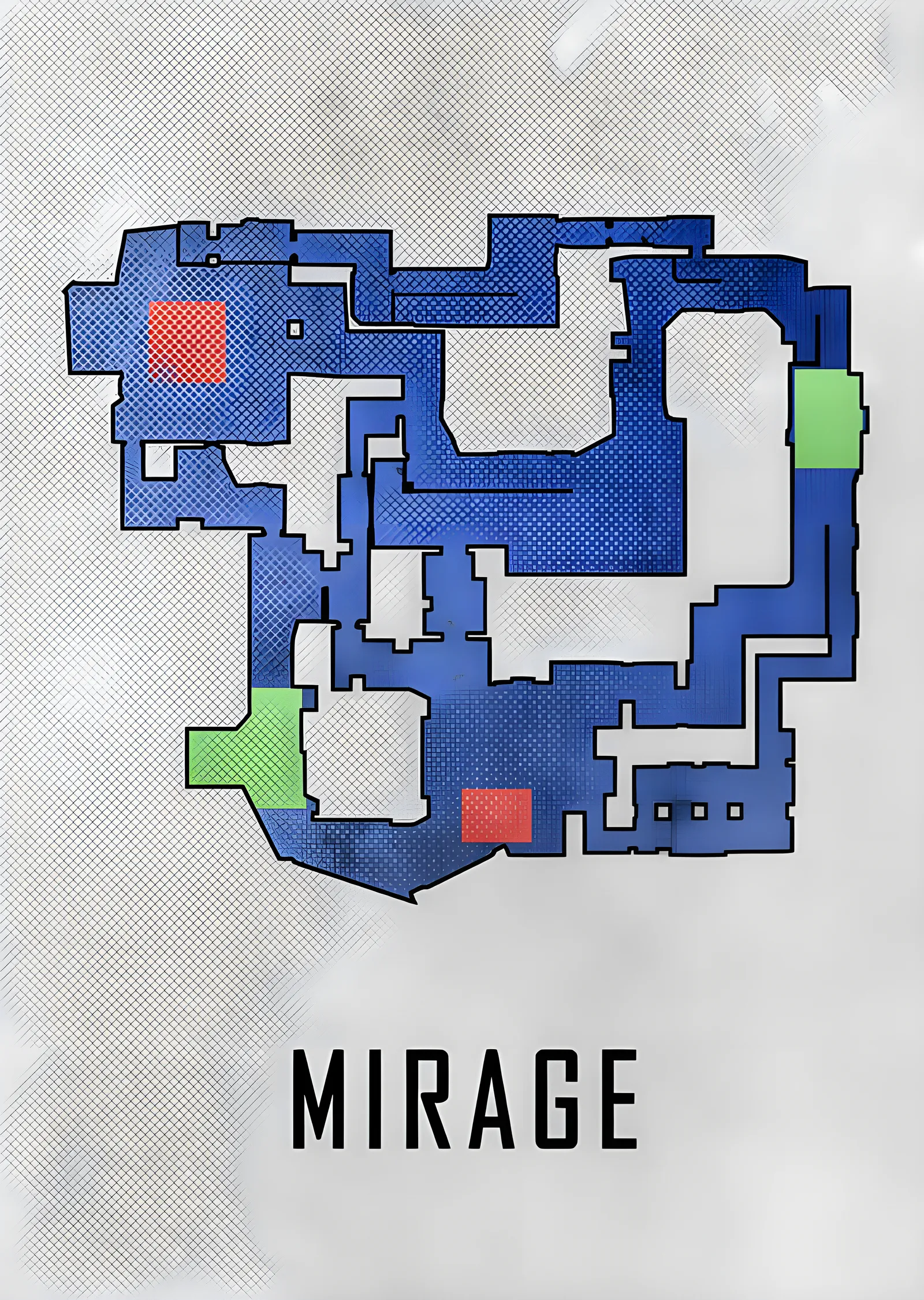 Counter-Strike Mirage - Mavi Harita Planı metal tablo