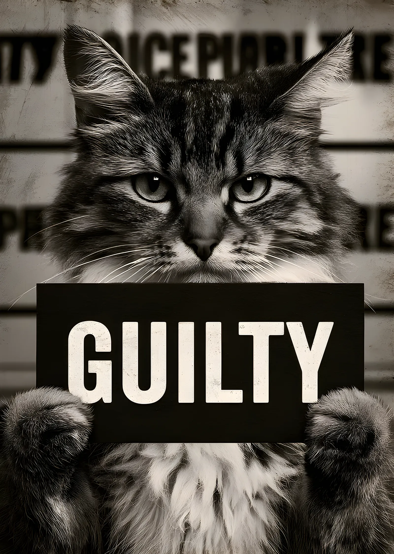Guilty - Suçlu Kedi metal tablo