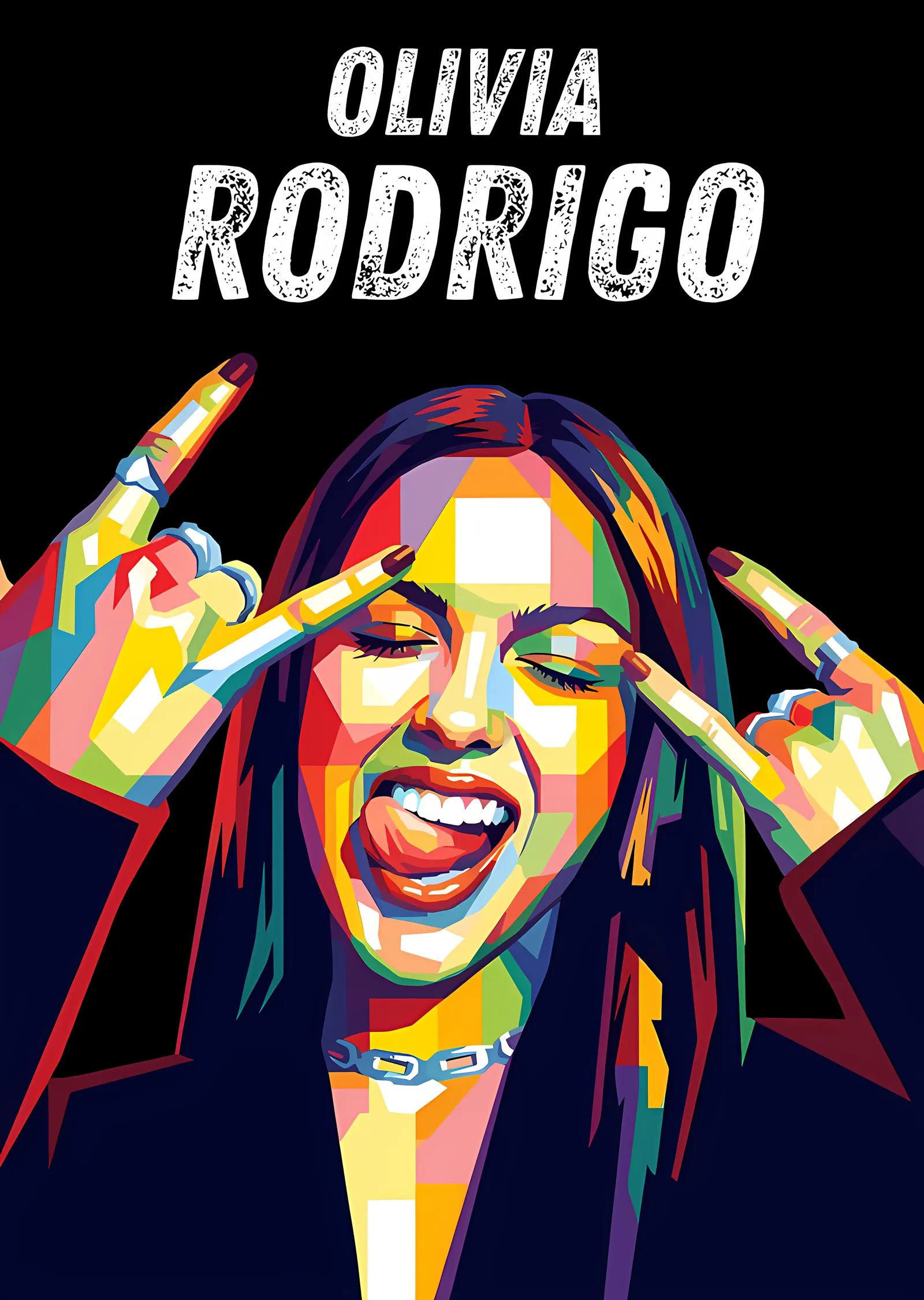 Olivia Rodrigo - Renkli Blok Pop Art metal tablo