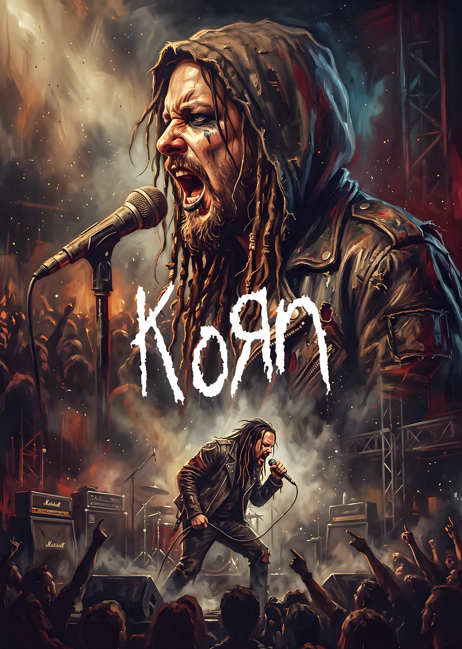 Korn - Sahnede Vokal Performansı metal tablo