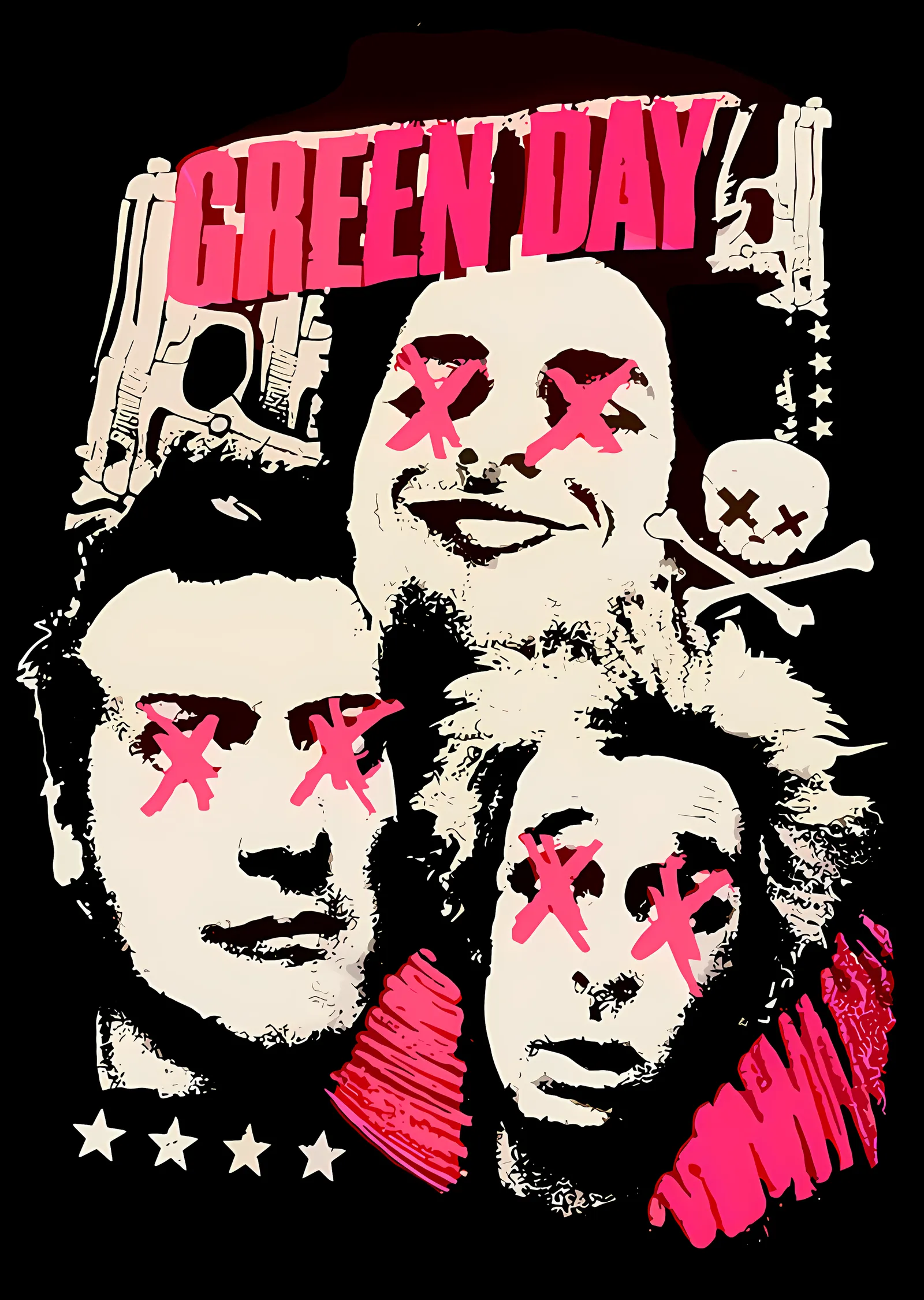 Green Day - Çarpı Gözlü Üçlü metal tablo