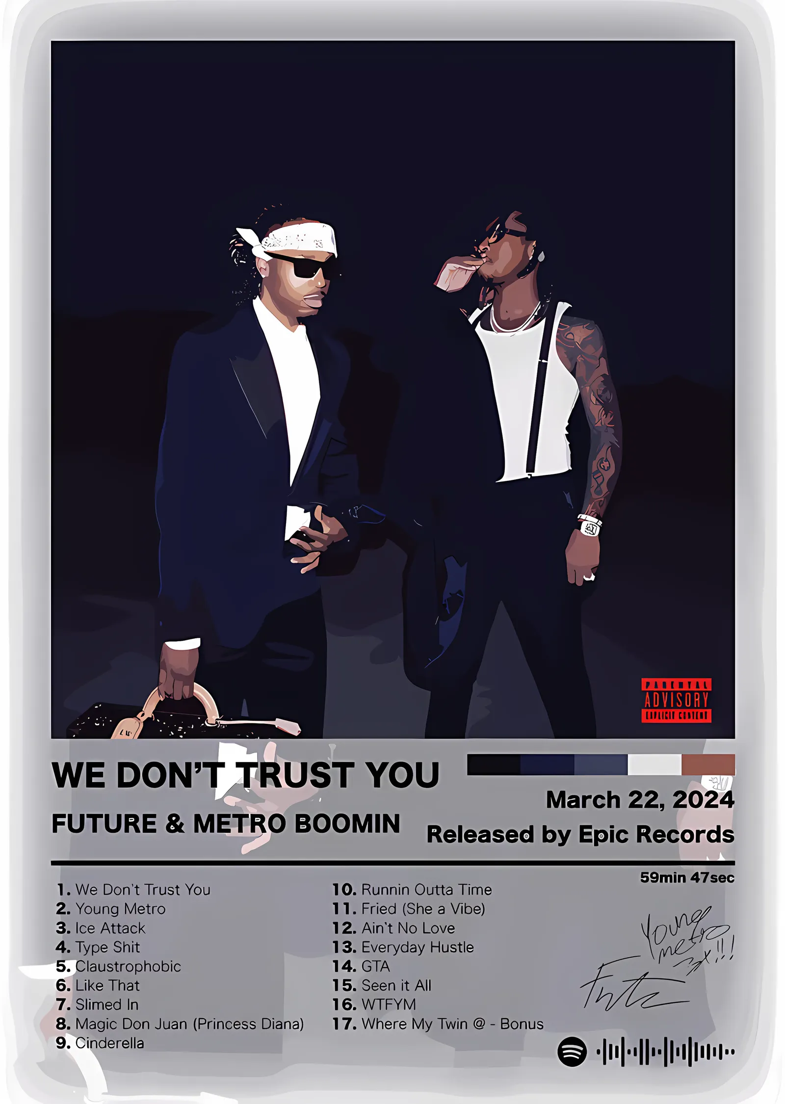 Future & Metro Boomin - Çerçeveli Künye metal tablo