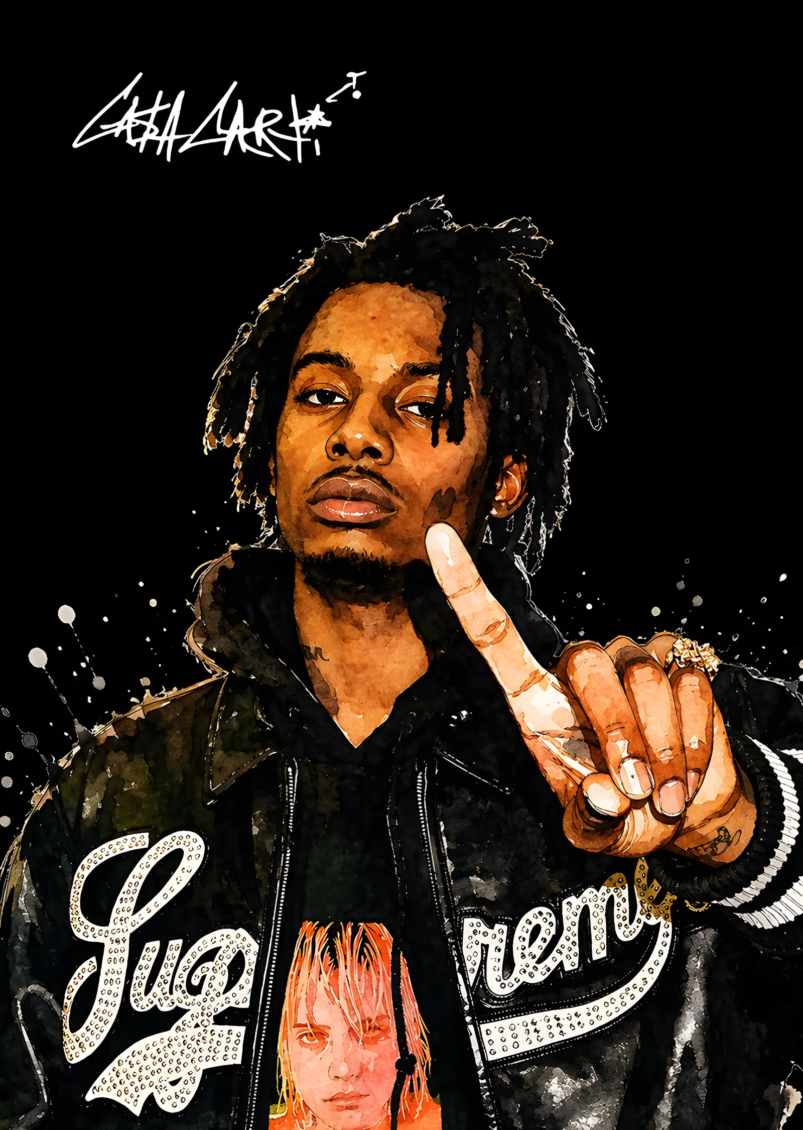 Playboi Carti - Suluboya Portre metal tablo
