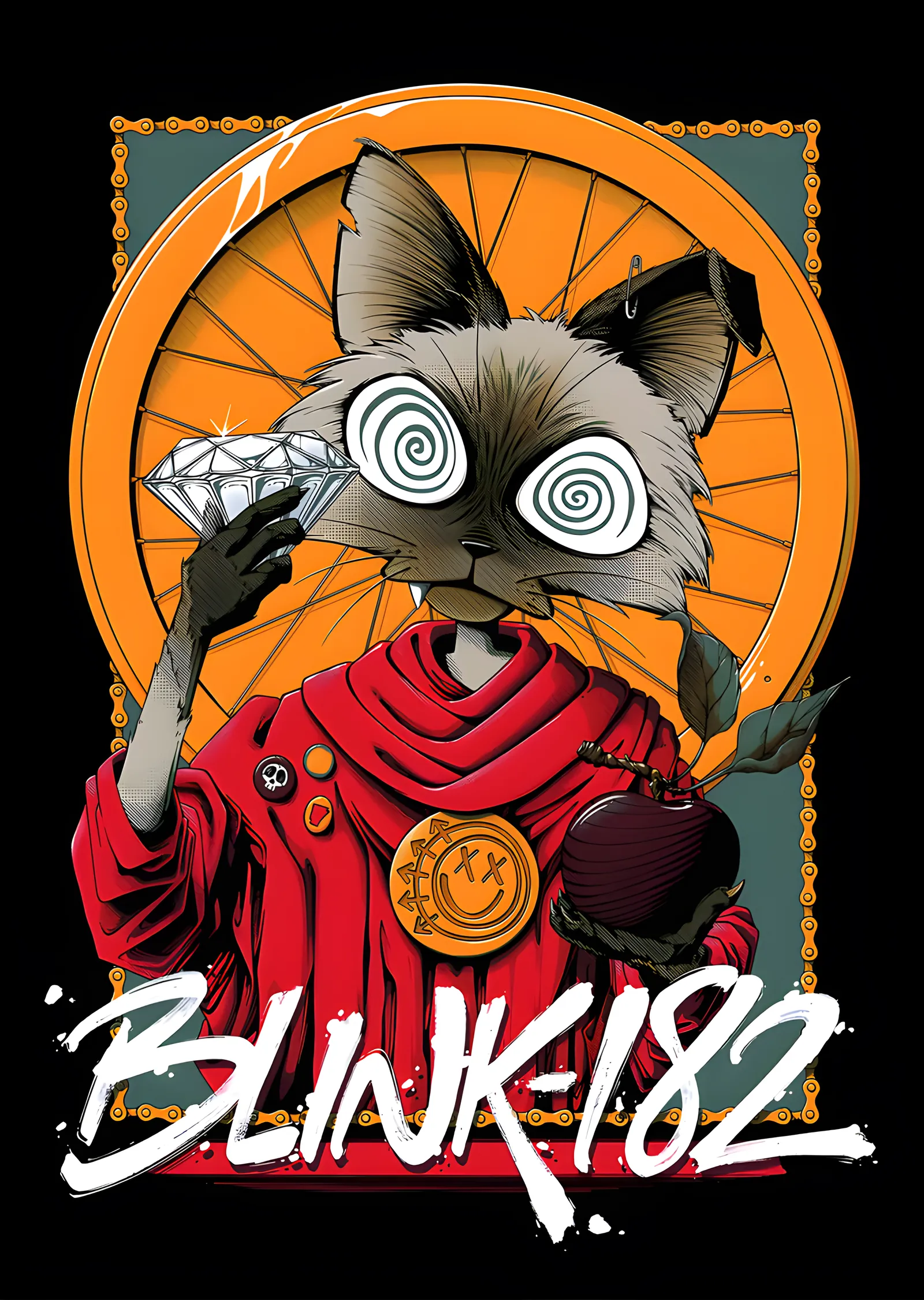 Blink-182 - Kırmızı Cüppeli Kedi metal tablo