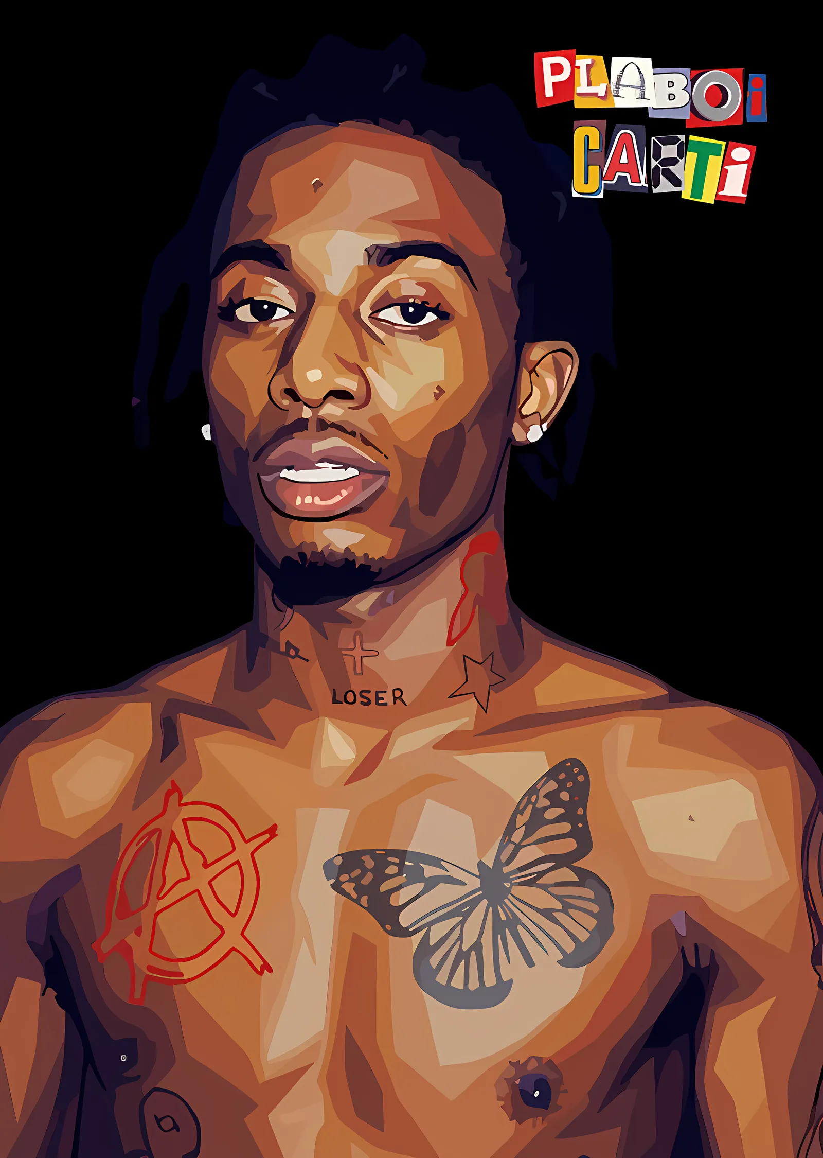Playboi Carti - Kelebek Dövmesi metal tablo