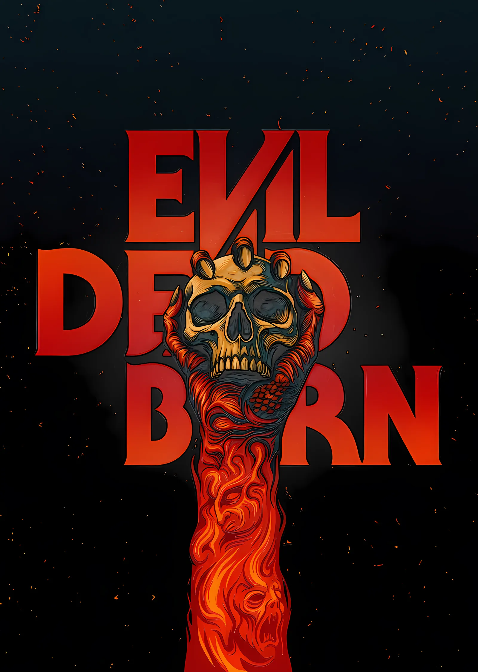 Evil Dead Burn - Alev Sütununda Kafatası metal tablo