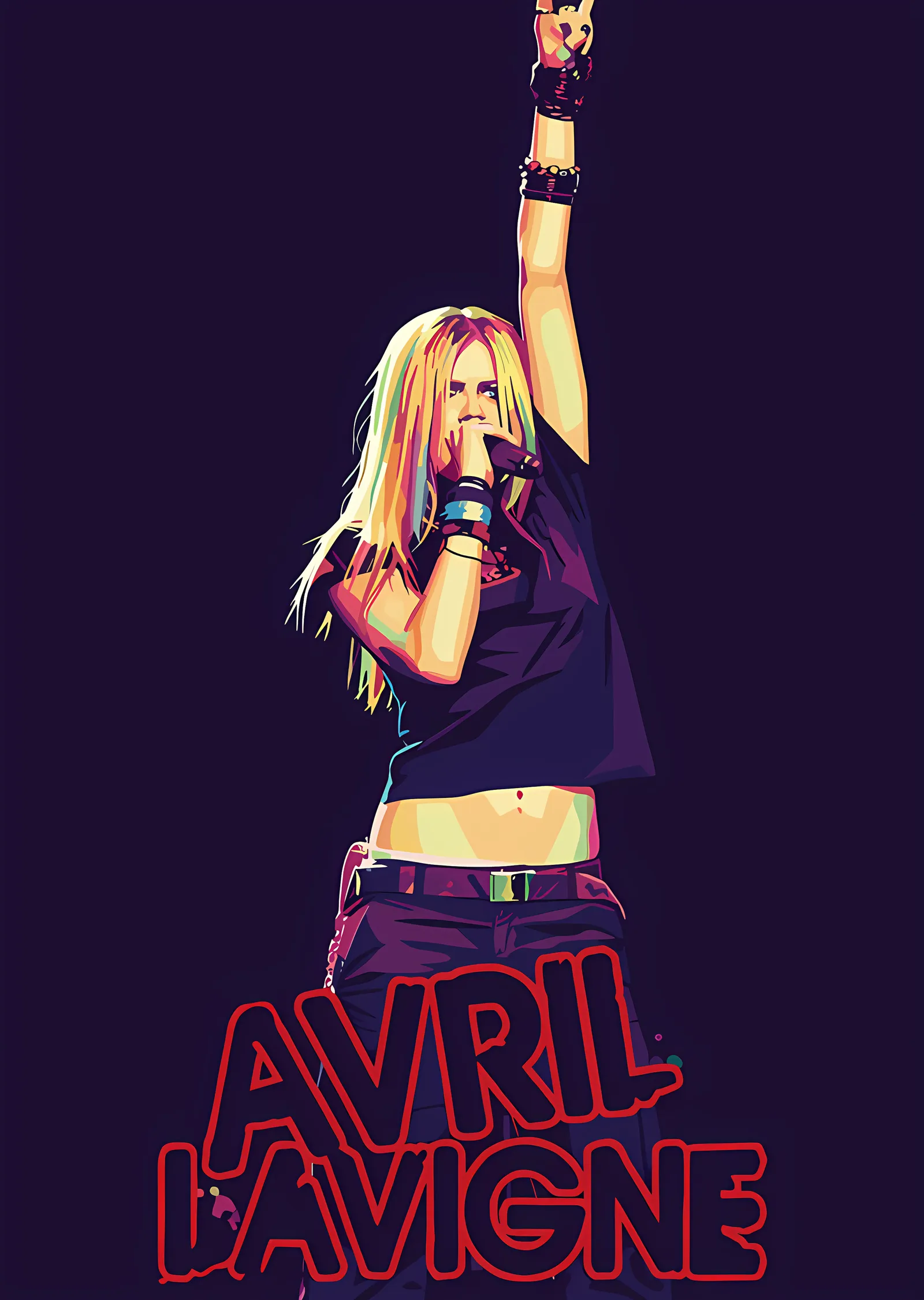 Avril Lavigne - Mor Sahnede Yumruk metal tablo
