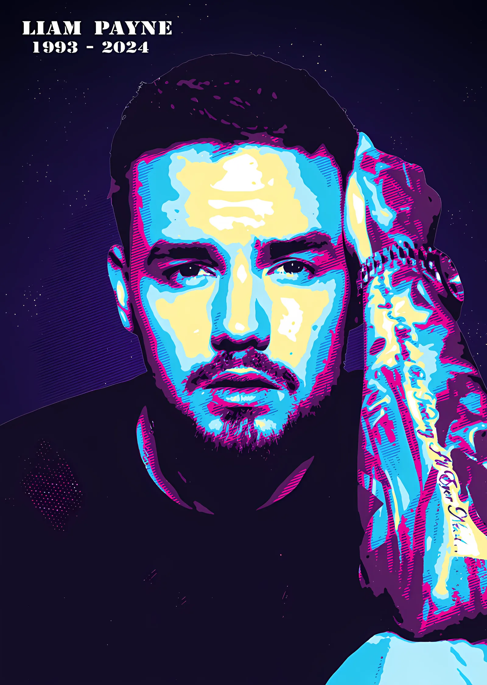 Liam Payne - Buz Mavisi Anma Portresi metal tablo