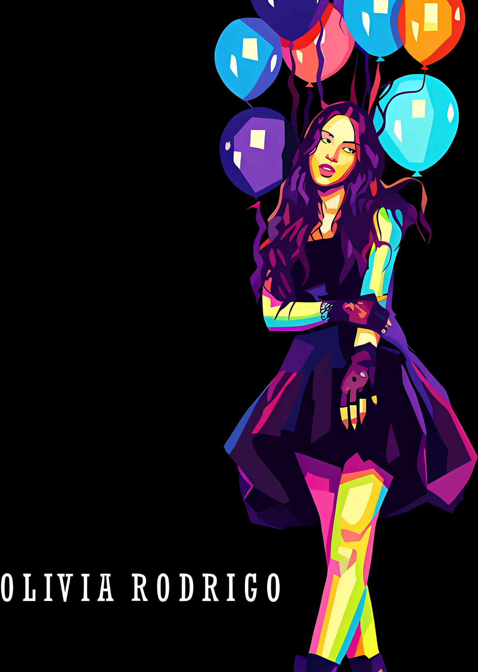 Olivia Rodrigo - Balonlu Pop Art metal tablo
