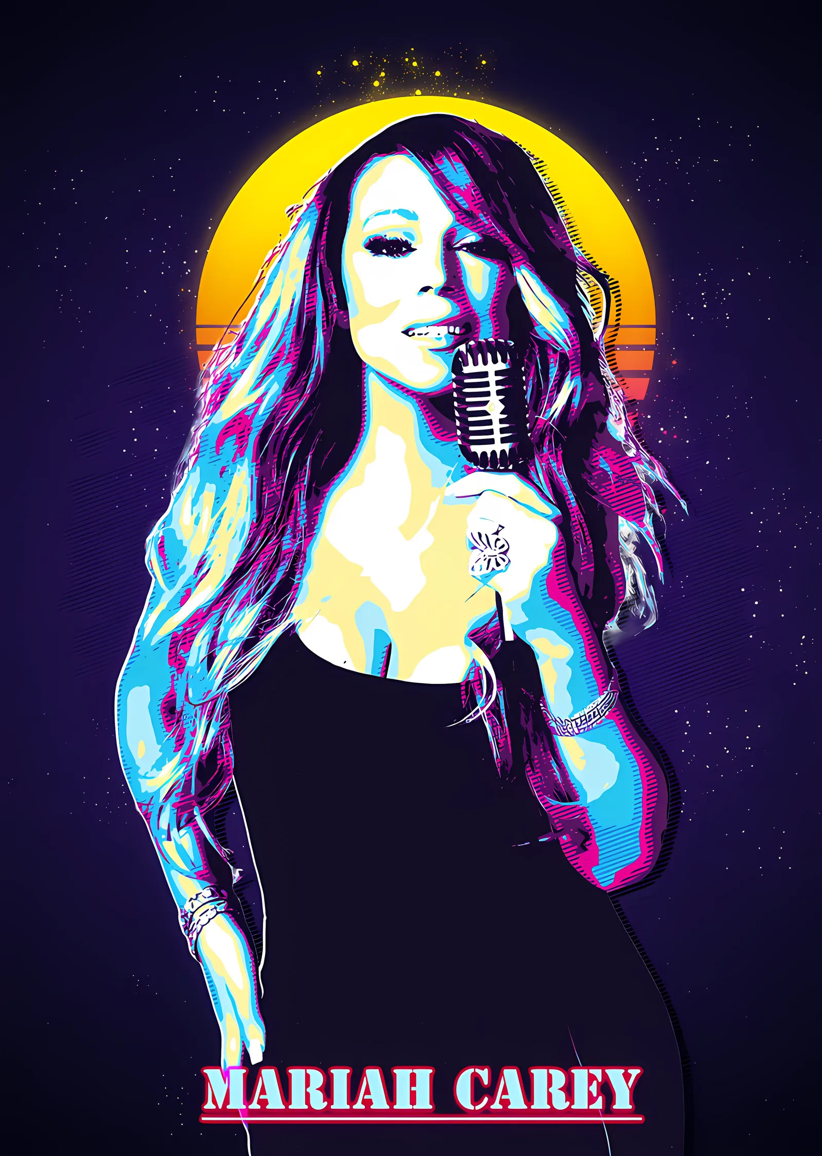 Mariah Carey - Sarı Halede Mikrofon metal tablo