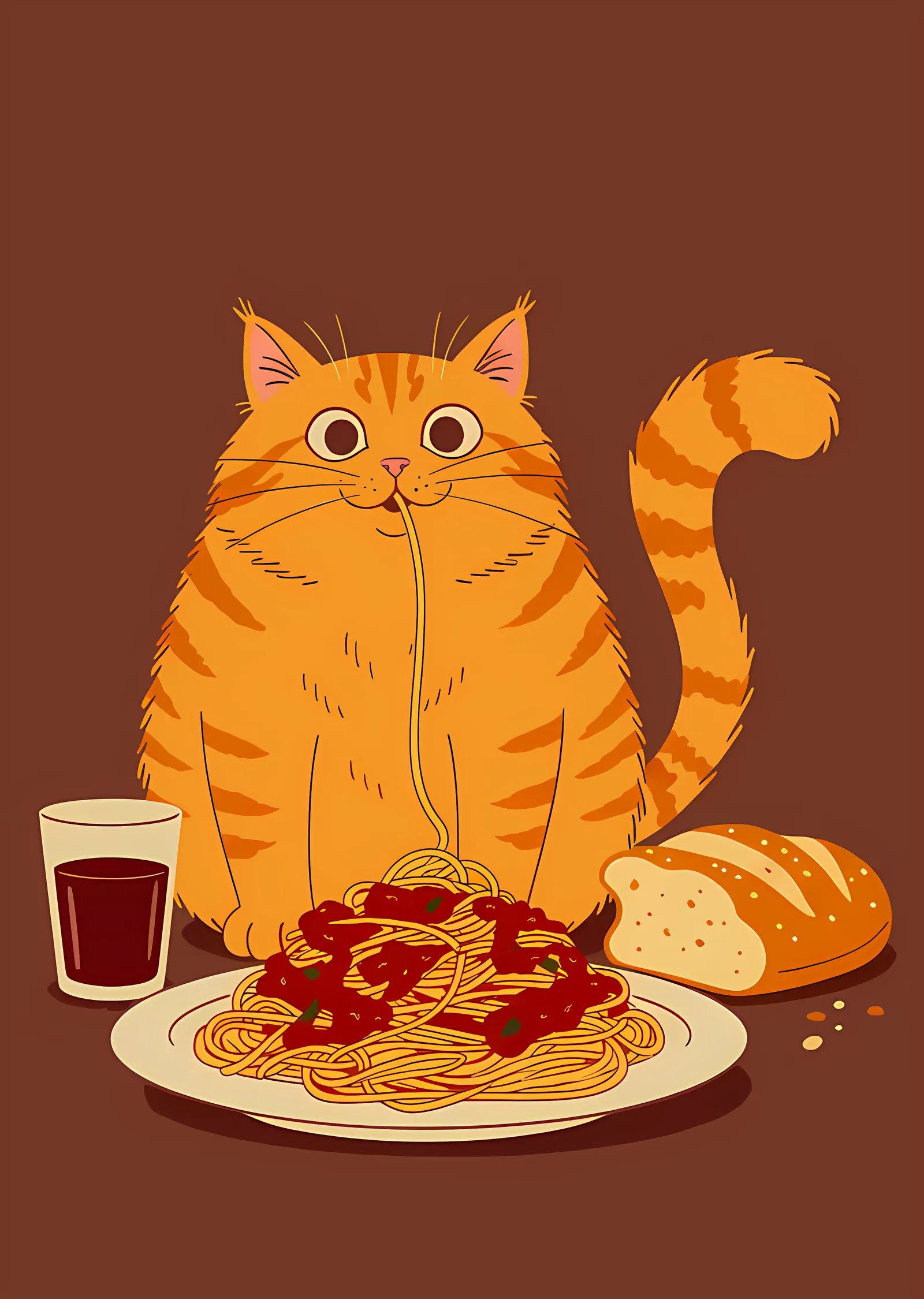 Spagetti Yiyen Turuncu Kedi metal tablo