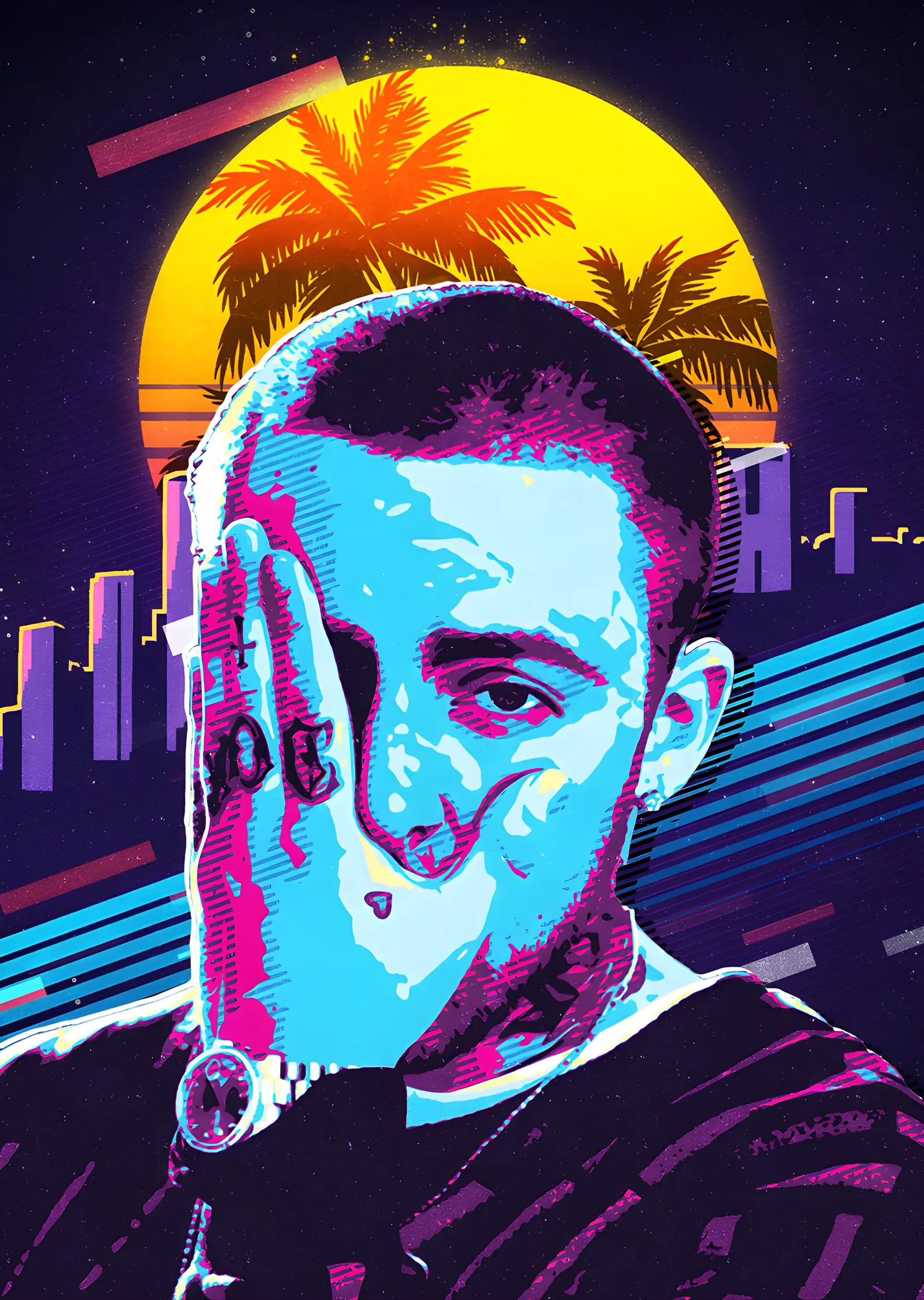 Mac Miller - Neon Palmiye Portresi metal tablo