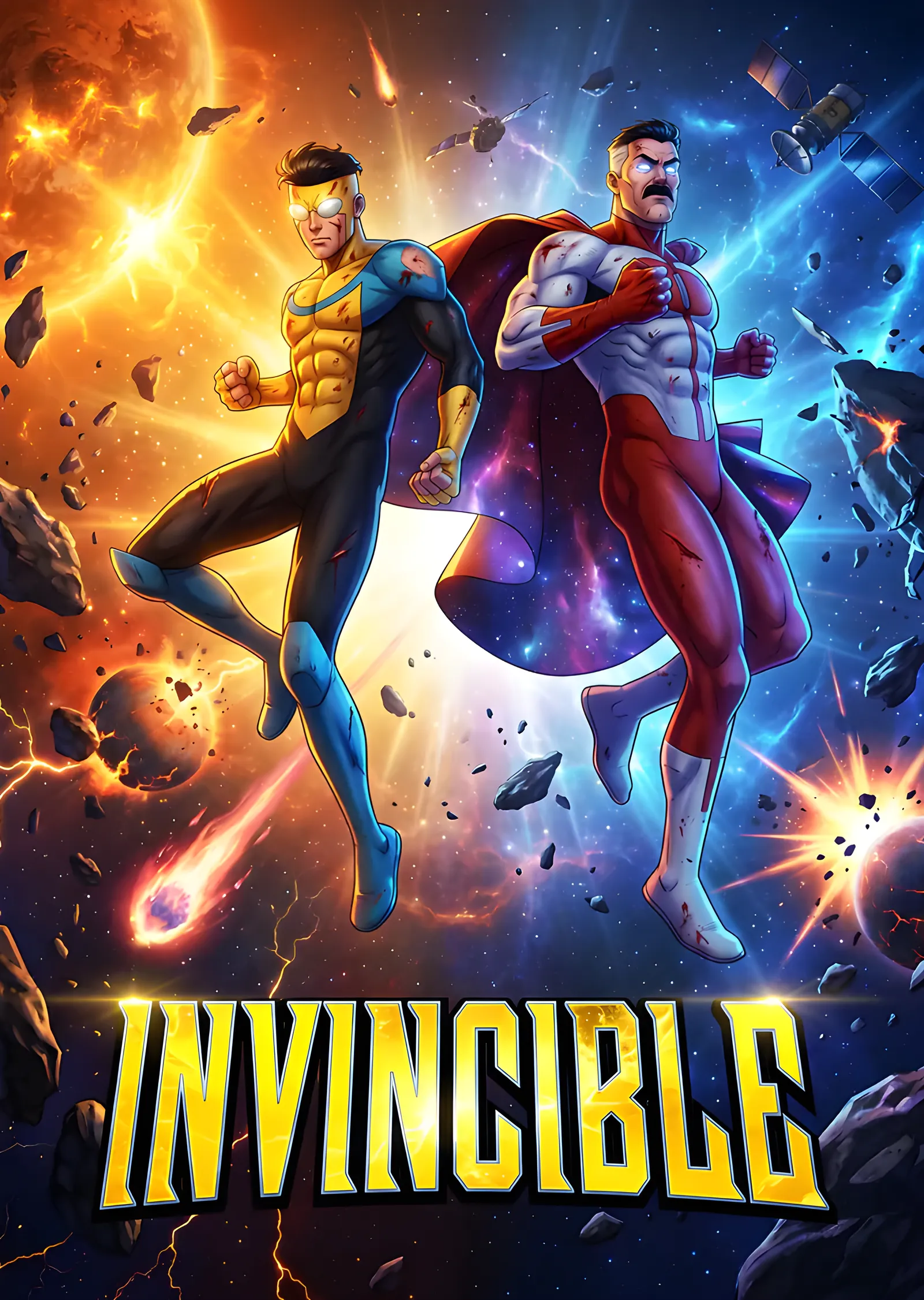 Invincible - Kozmik Çatışma Sahnesi metal tablo