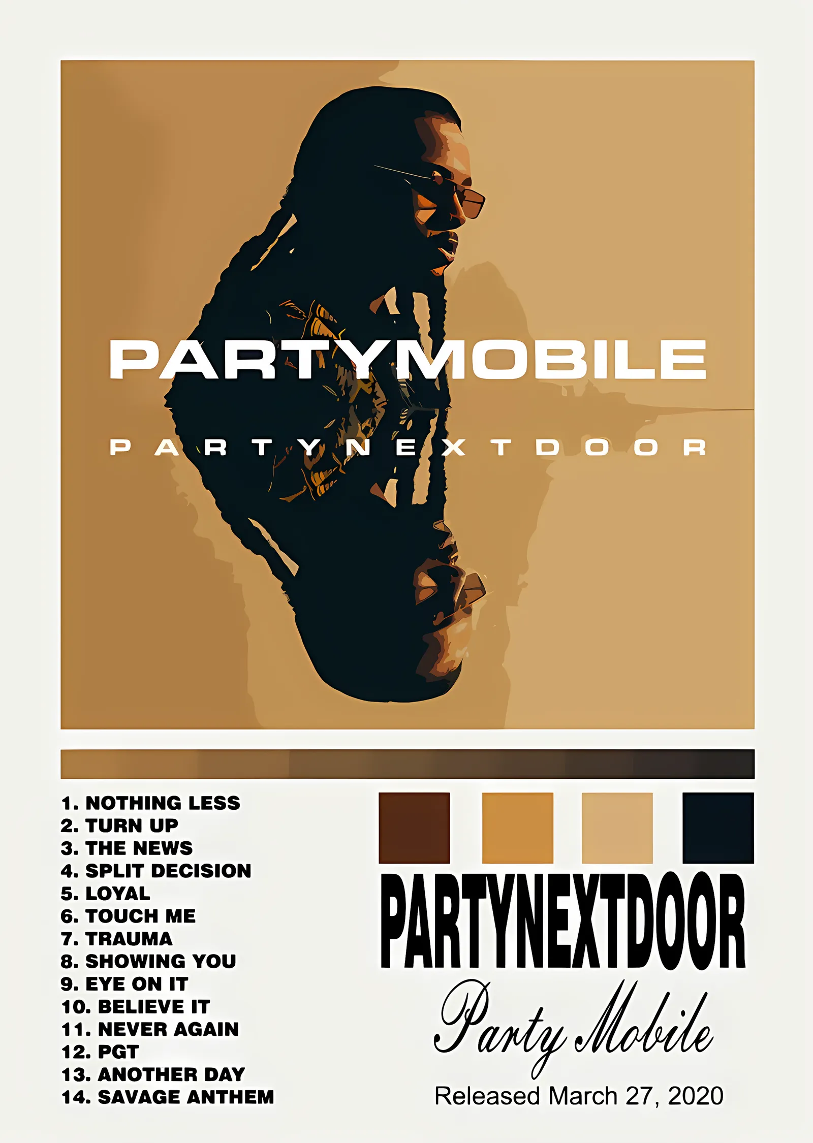 PARTYNEXTDOOR - Partymobile Albüm Kartı metal tablo