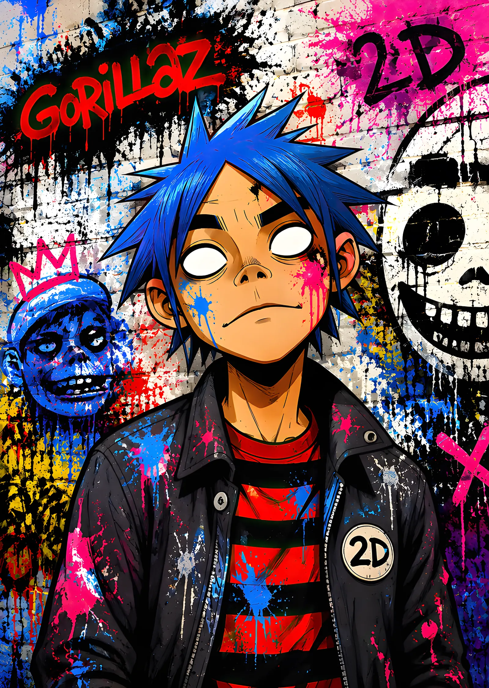 Gorillaz - 2-D Grafiti Duvarı metal tablo