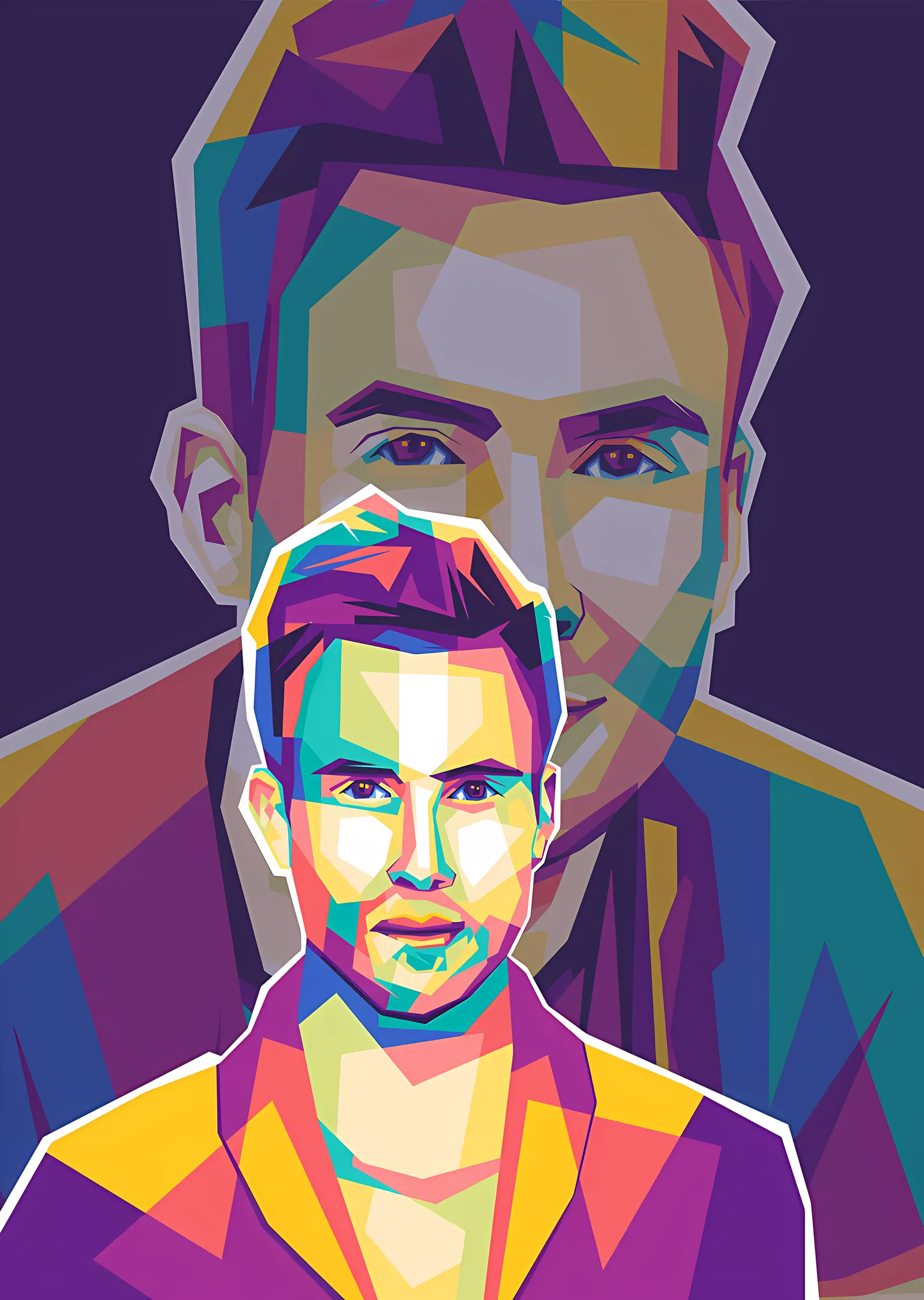Adam Levine - Çok Renkli Geometrik Portre metal tablo