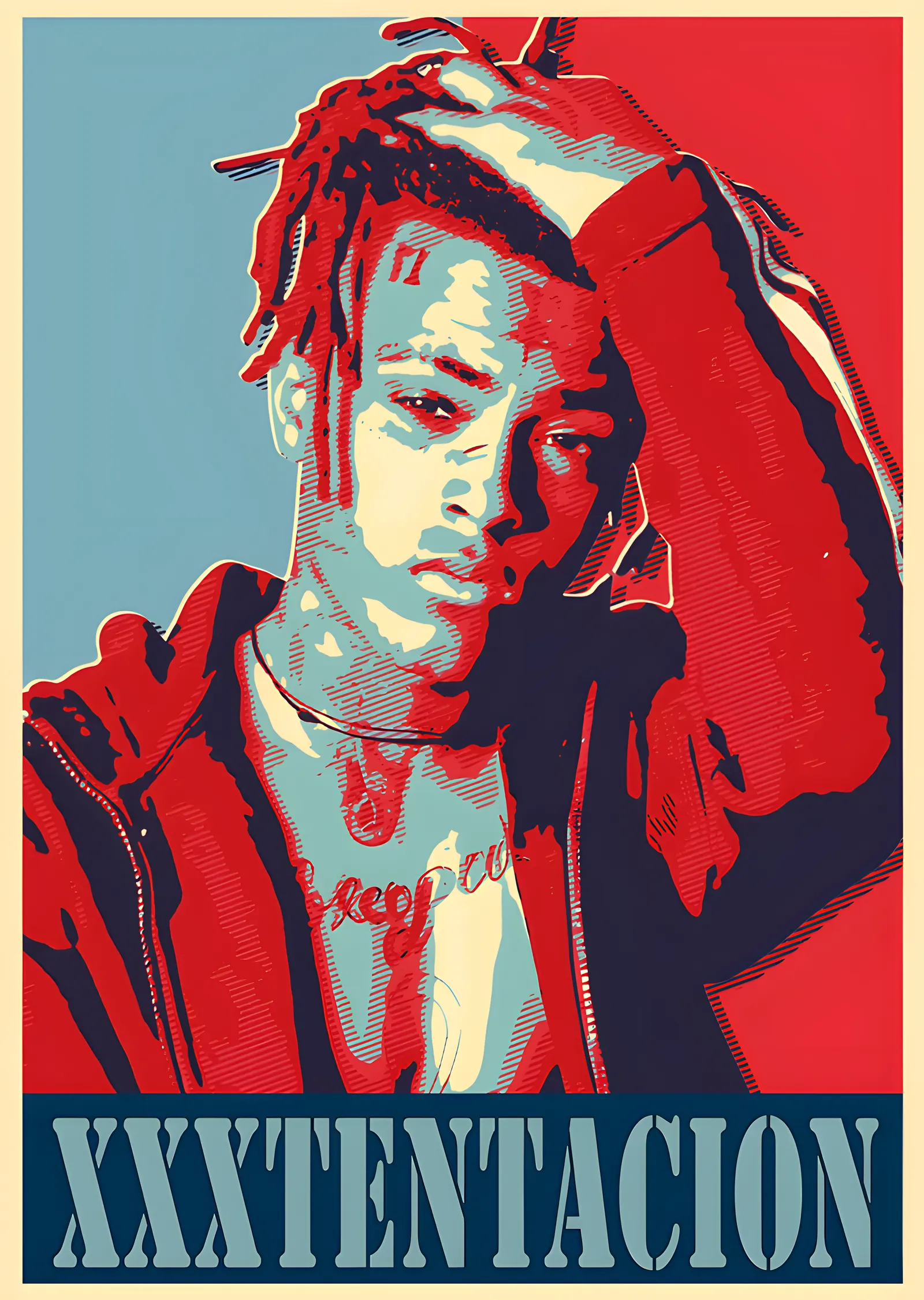 XXXTentacion - Kırmızı Zeminde Poster Portre metal tablo