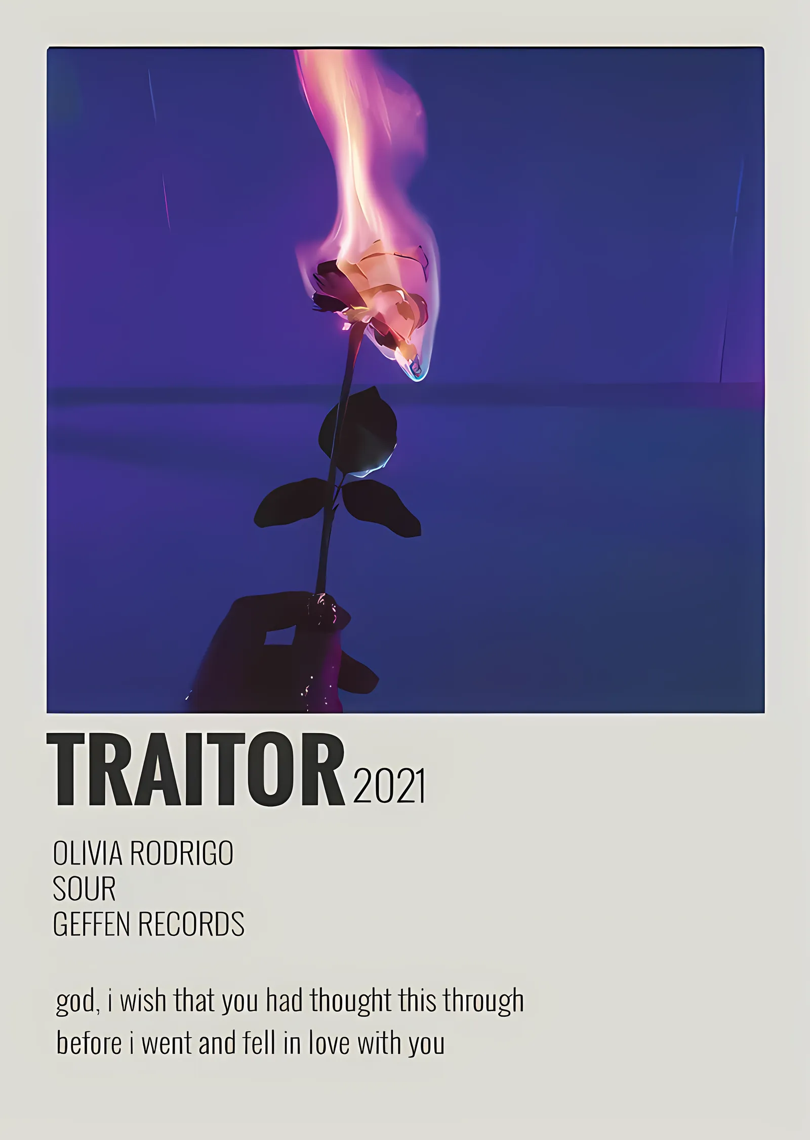 Traitor - Yanan Gül metal tablo