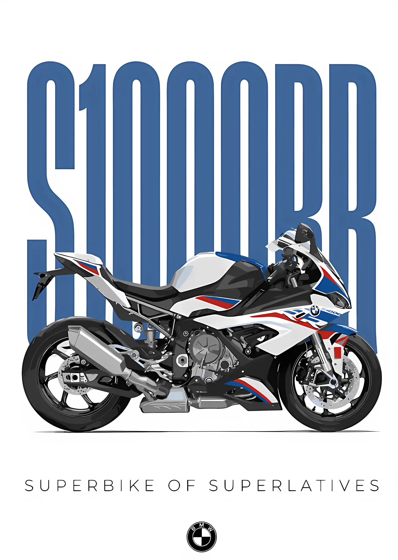 BMW S1000RR - Superbike Tipografi Afişi metal tablo