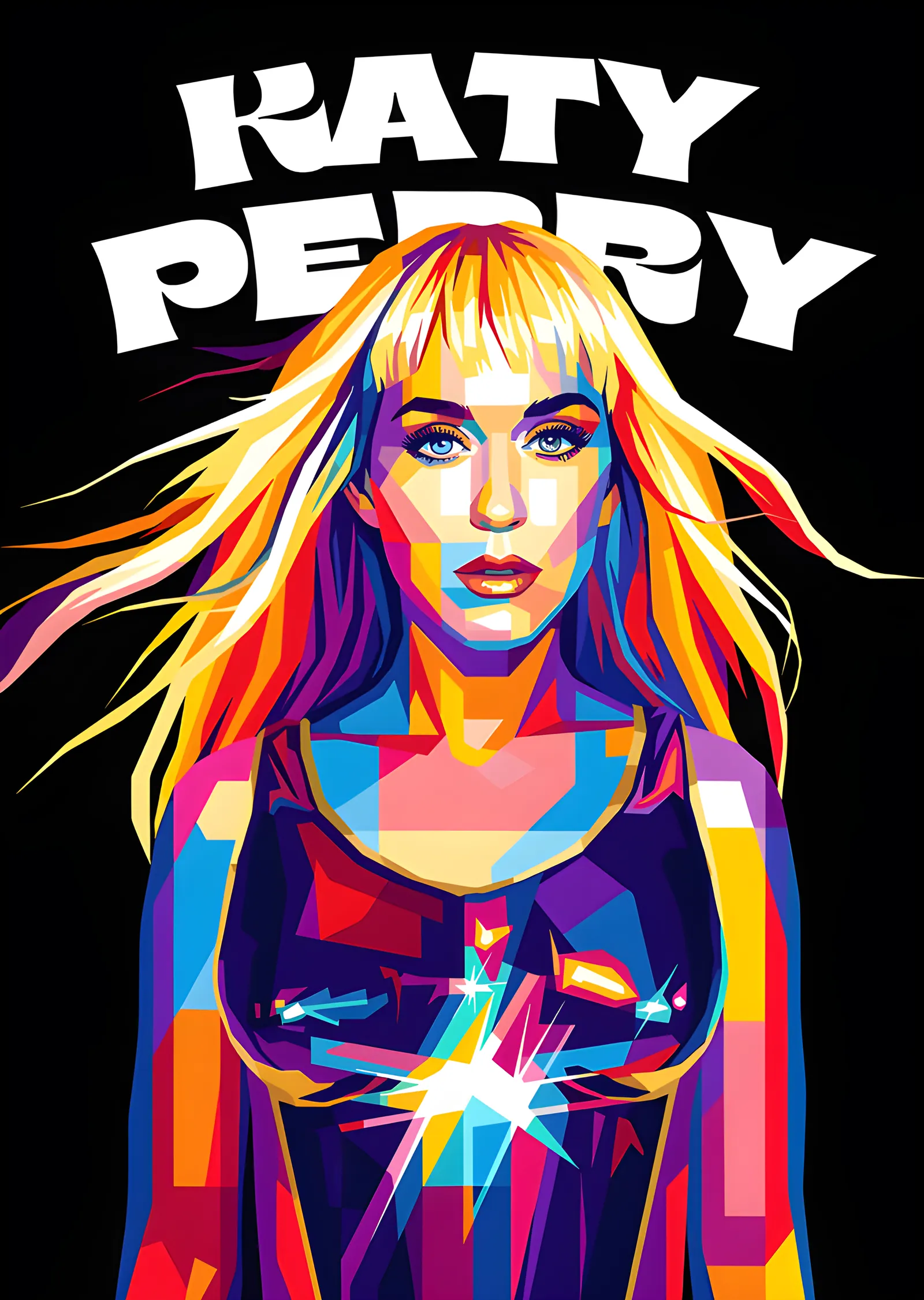Katy Perry: Renkli Grafik metal tablo
