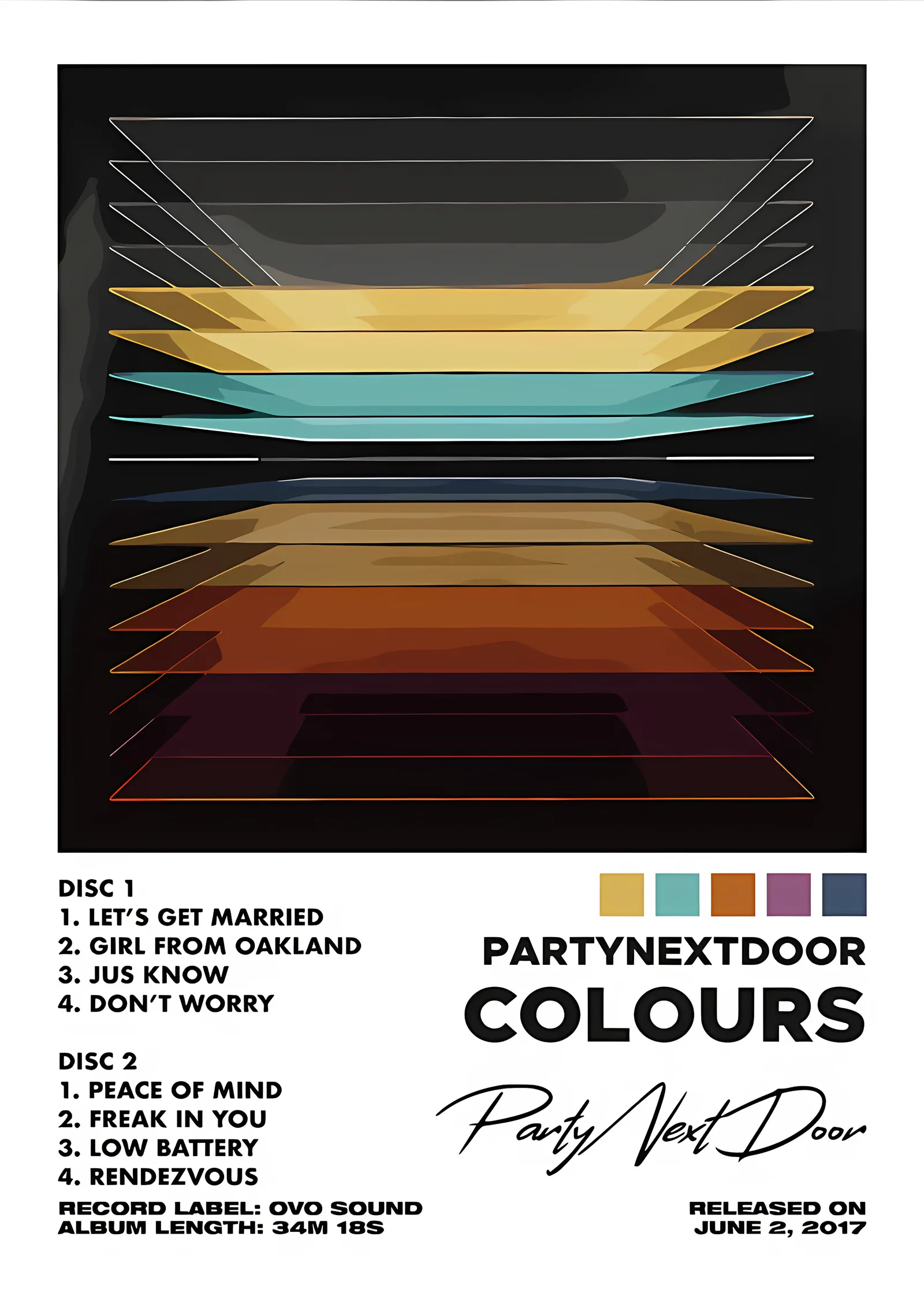 PARTYNEXTDOOR - Colours Renk Şeritleri metal tablo