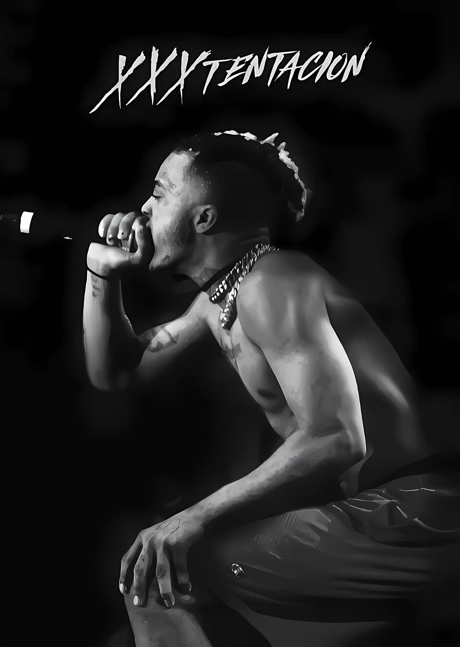 XXXTentacion - Siyah Beyaz Portre metal tablo