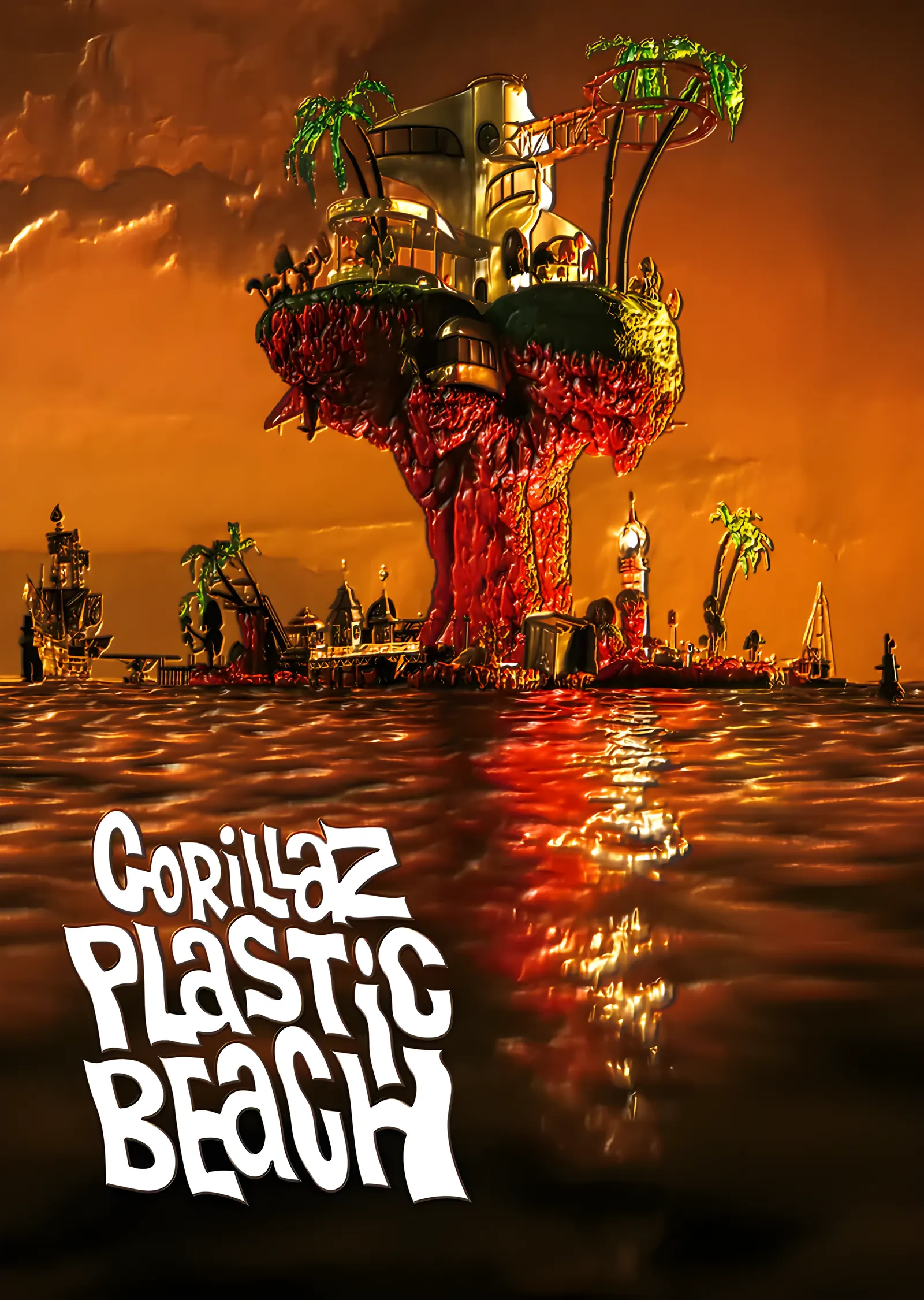 Gorillaz - Plastic Beach Adası metal tablo