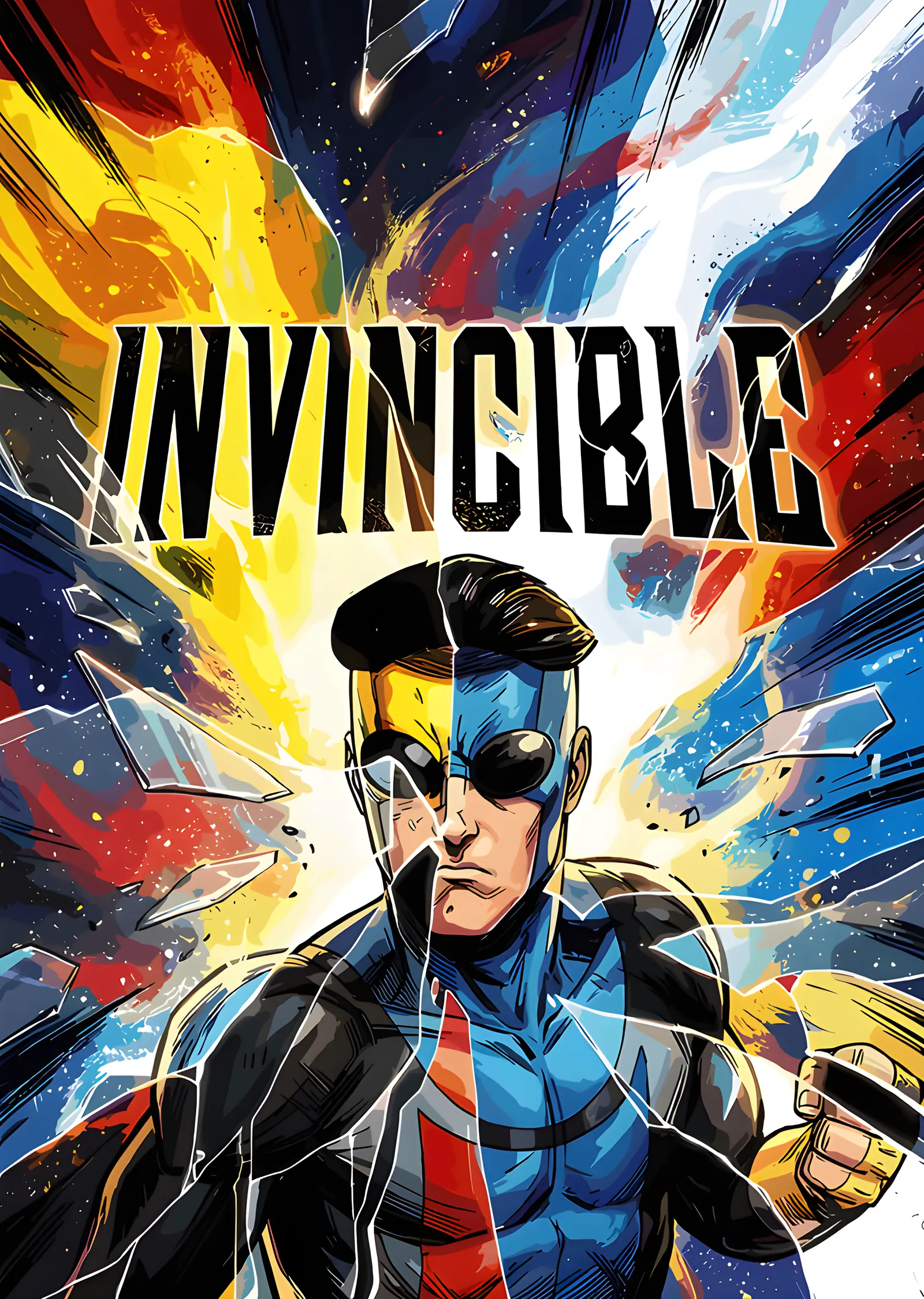 Invincible - Kırık Camda Renk Patlaması metal tablo