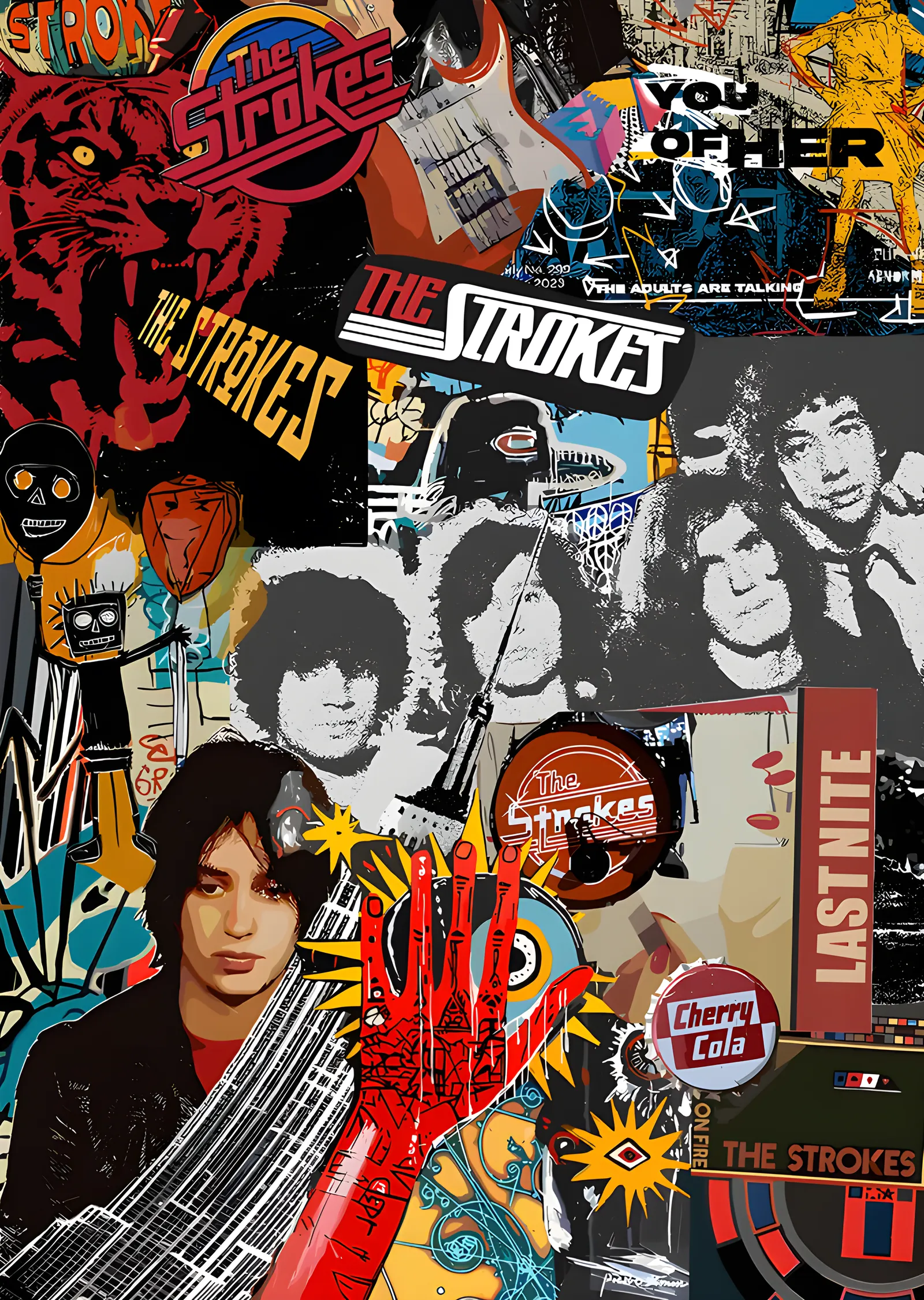 The Strokes - Çıkartma Kolajı metal tablo