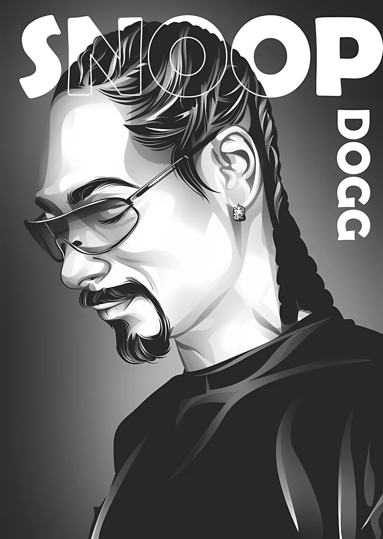 Snoop Dogg - Siyah Beyaz Çizgi Portre metal tablo