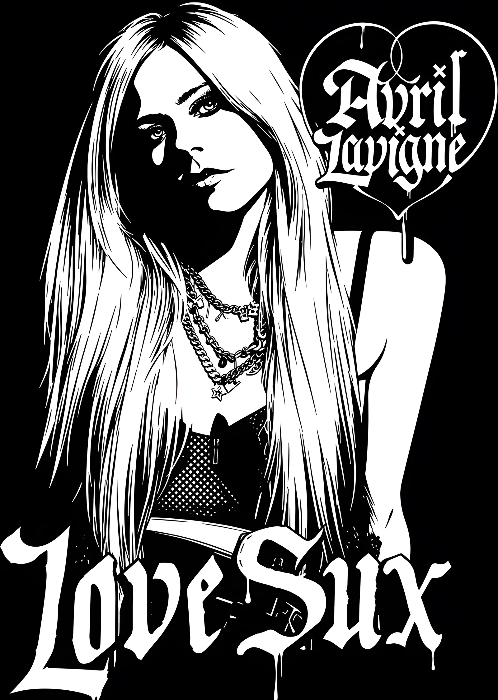 Avril Lavigne - Love Sux Siyah Beyaz metal tablo