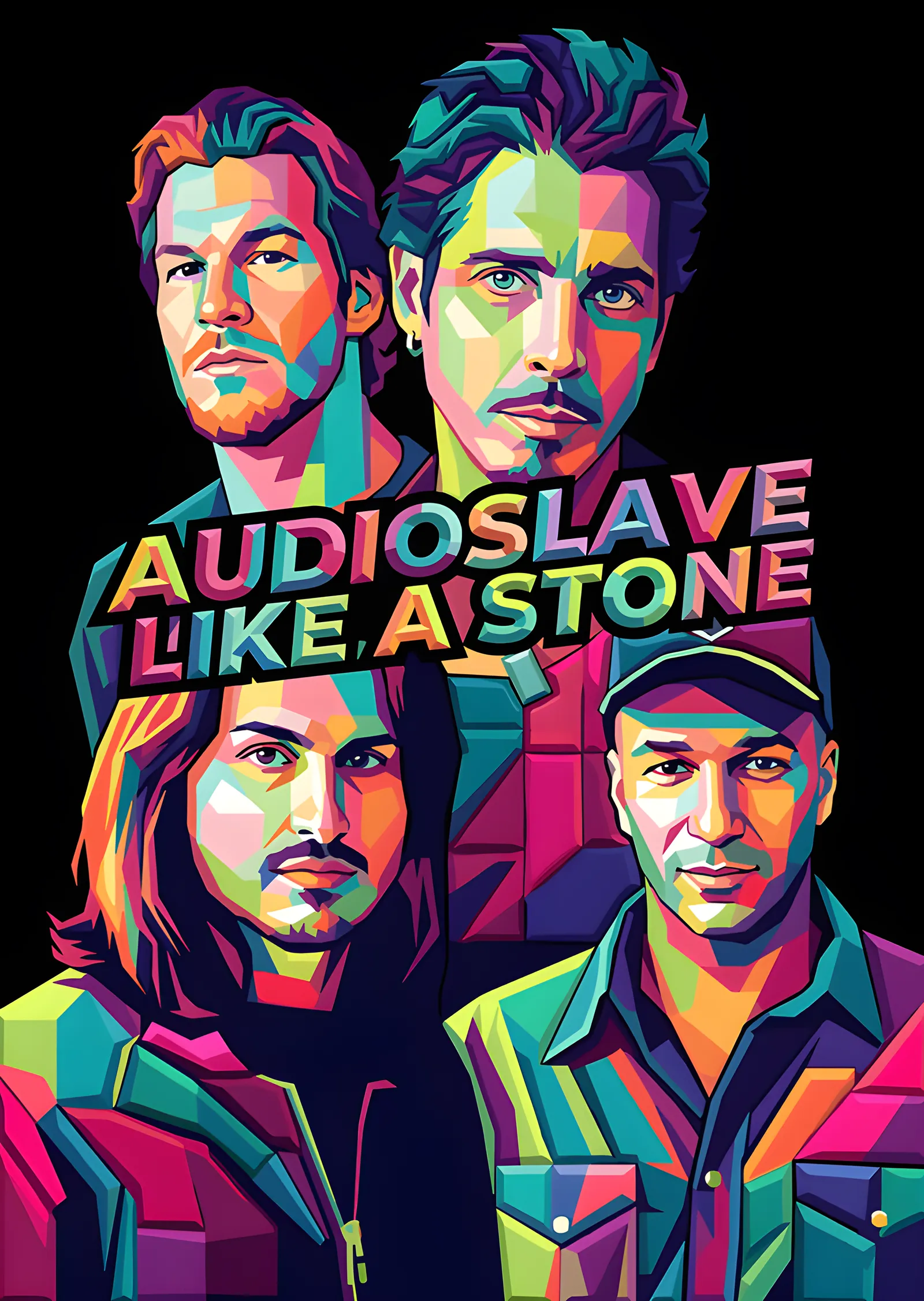 Audioslave - Like a Stone Dörtlü Portre metal tablo