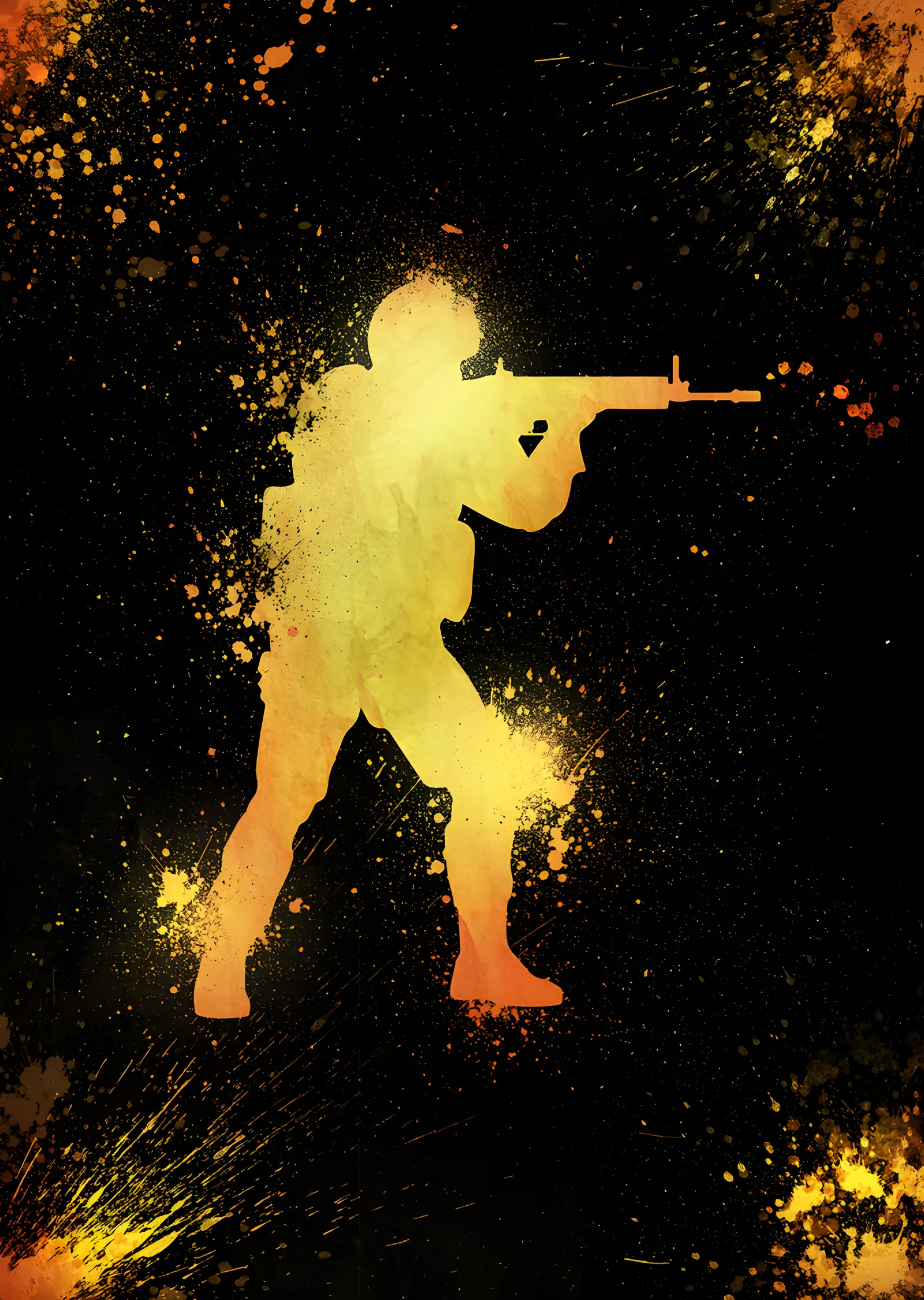 Counter-Strike - Sarı Sıçrama Silüeti metal tablo
