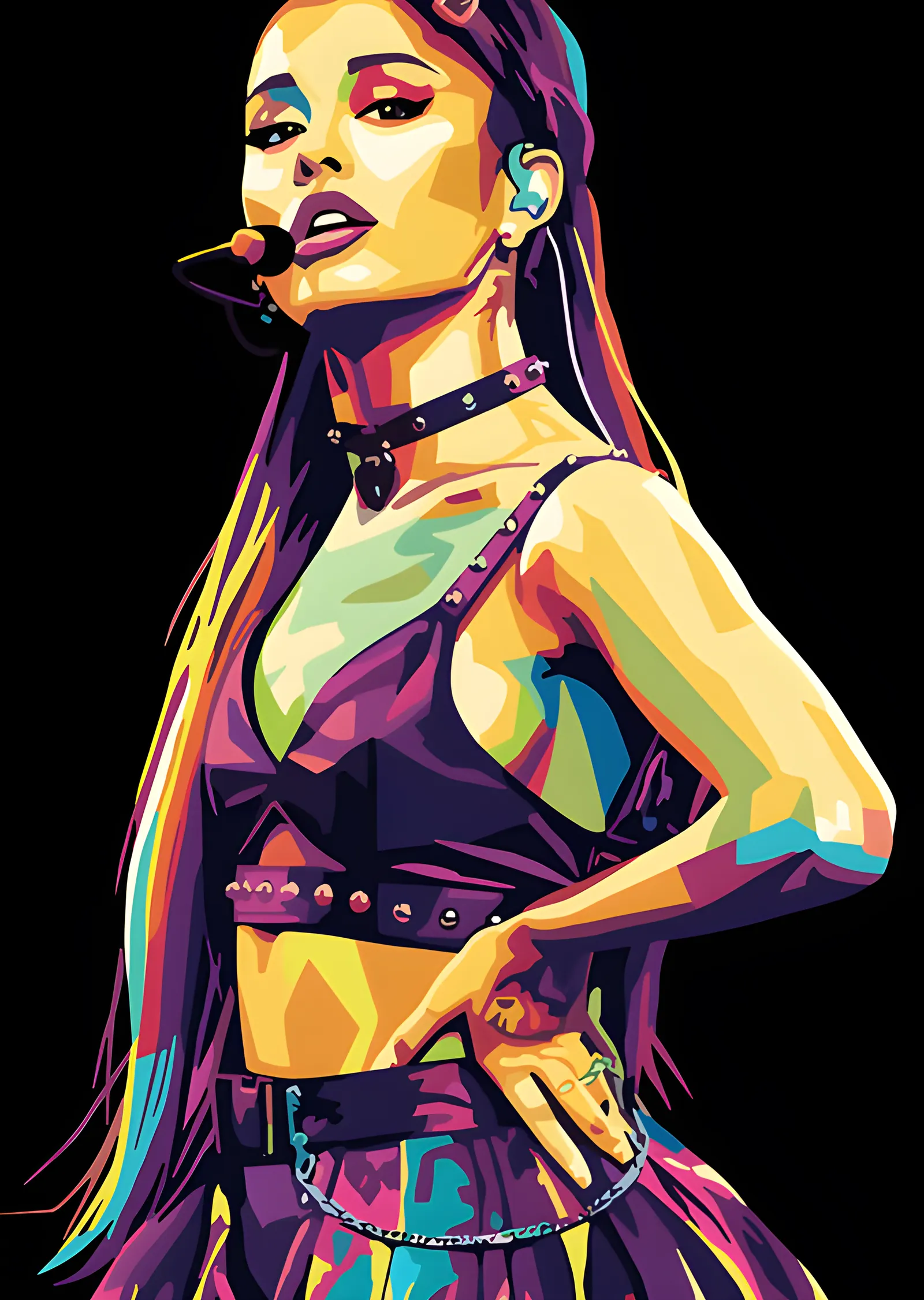 Ariana Grande - Deri Kostüm Pop Art metal tablo