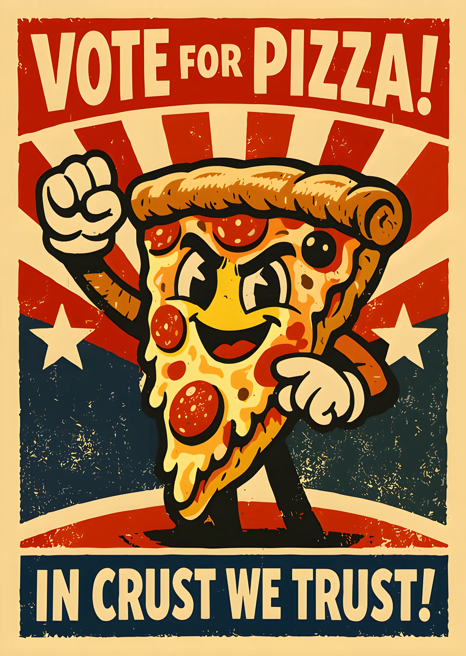Vote for Pizza - In Crust We Trust metal tablo