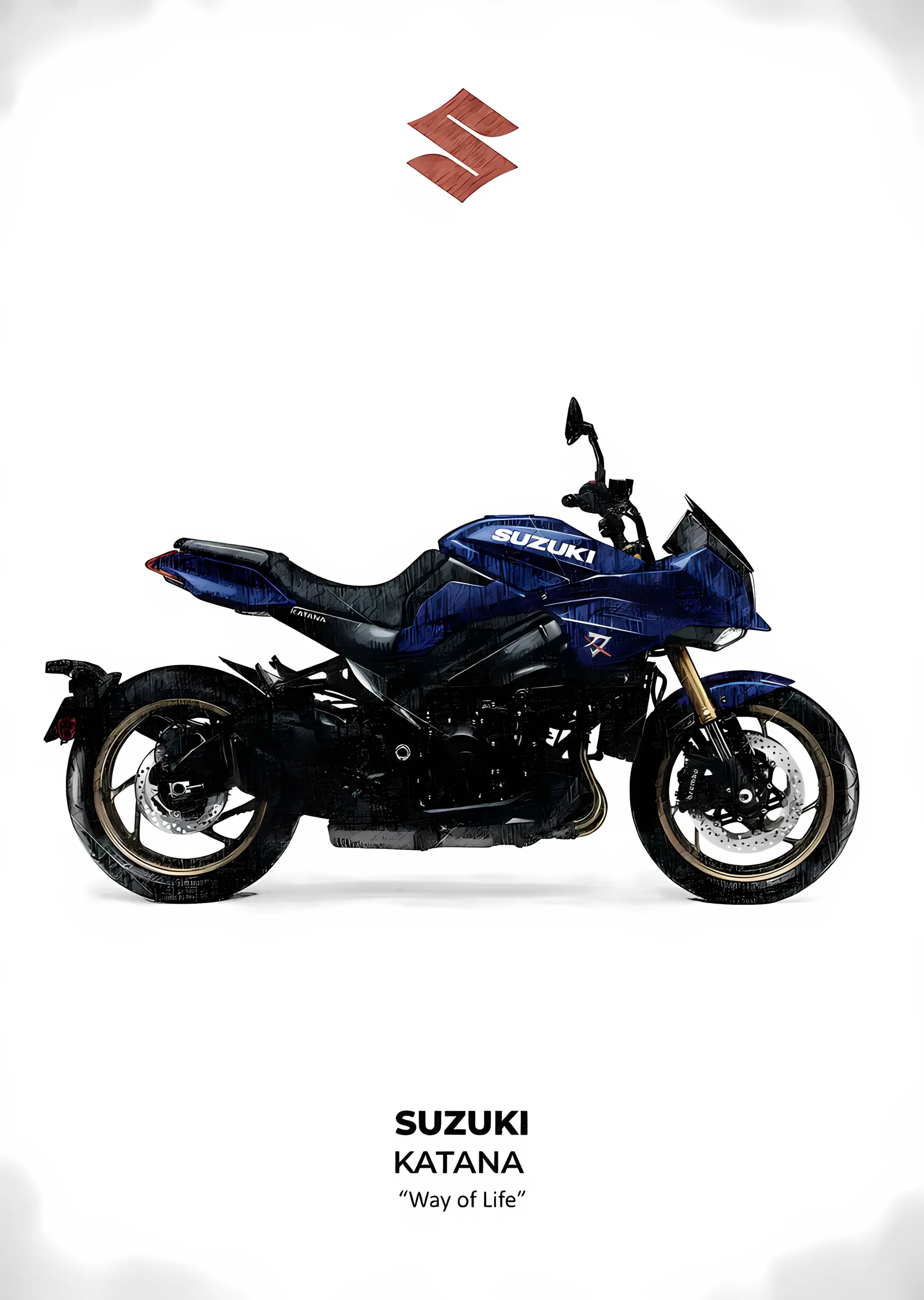 Suzuki Katana - Mavi metal tablo